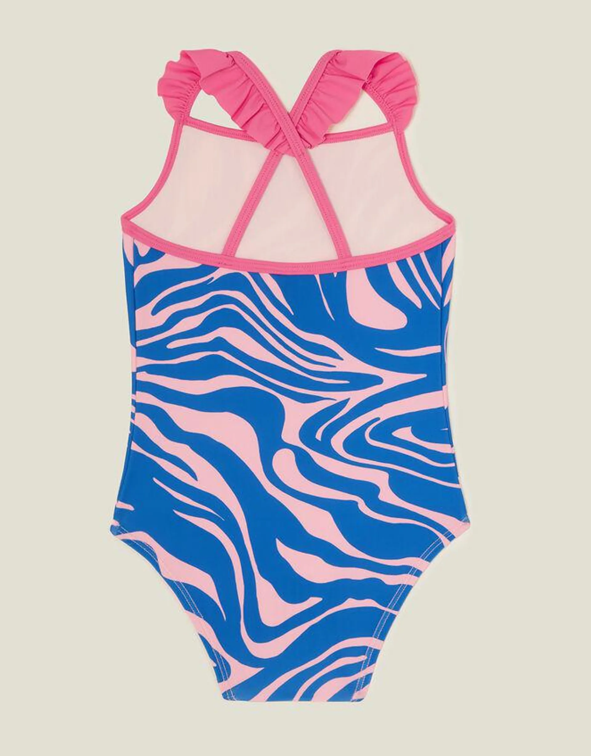 Girls Animal Print Swimsuit Blue
