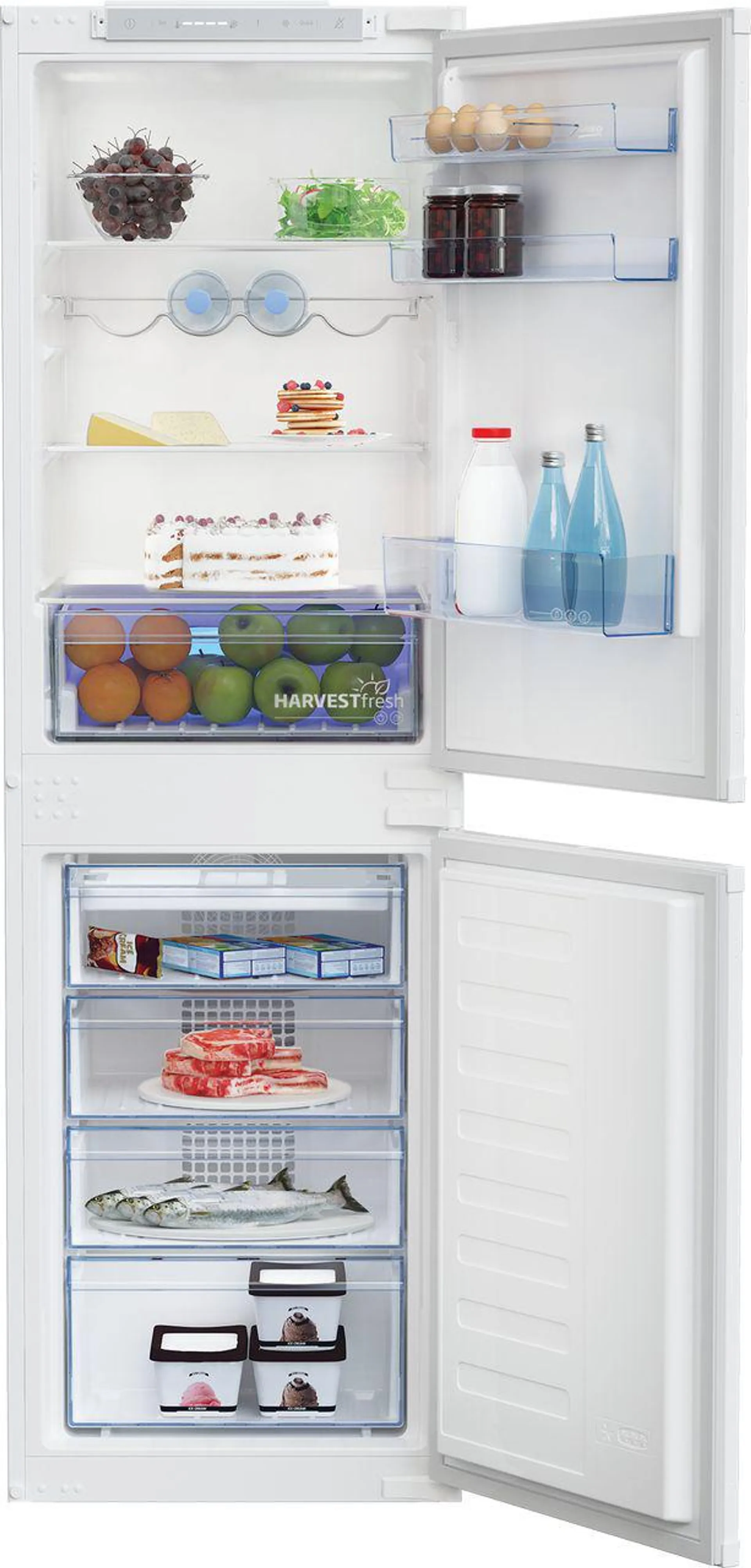 Beko HarvestFresh™ BCFD4V50 Integrated 50/50 Frost Free Fridge Freezer with Sliding Door Fixing Kit - White - E Rated