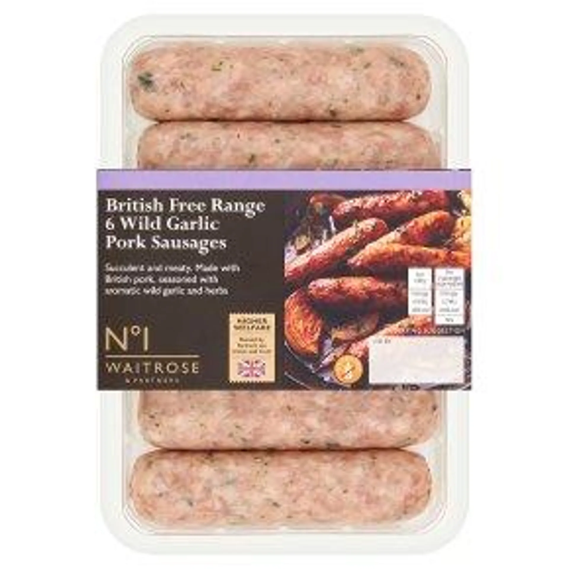 No.1 British Free Range 6 Wild Garlic Pork Sausages