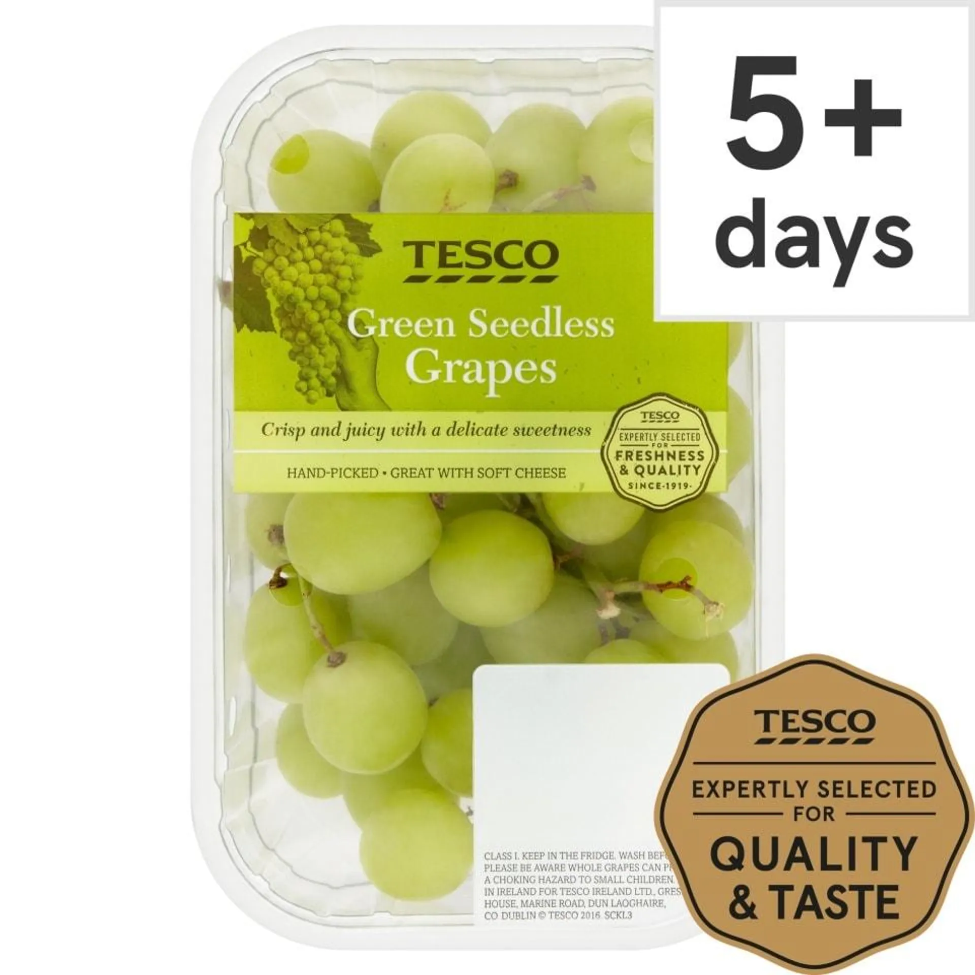 Tesco Green Seedless Grapes Pack 500G