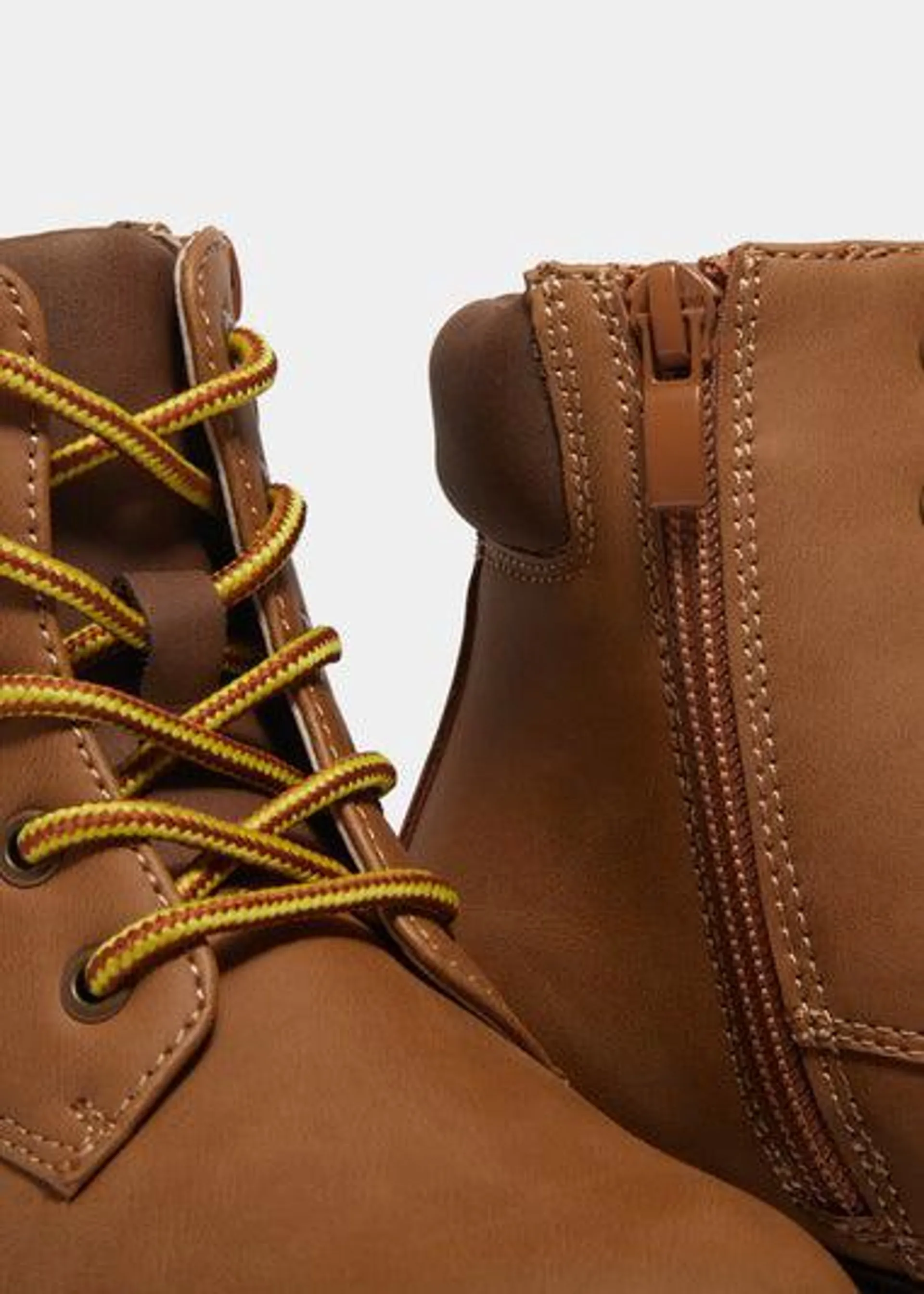 Boys Tan Lace Up Hiker Boots (Younger 10-Older 6) - Size 3