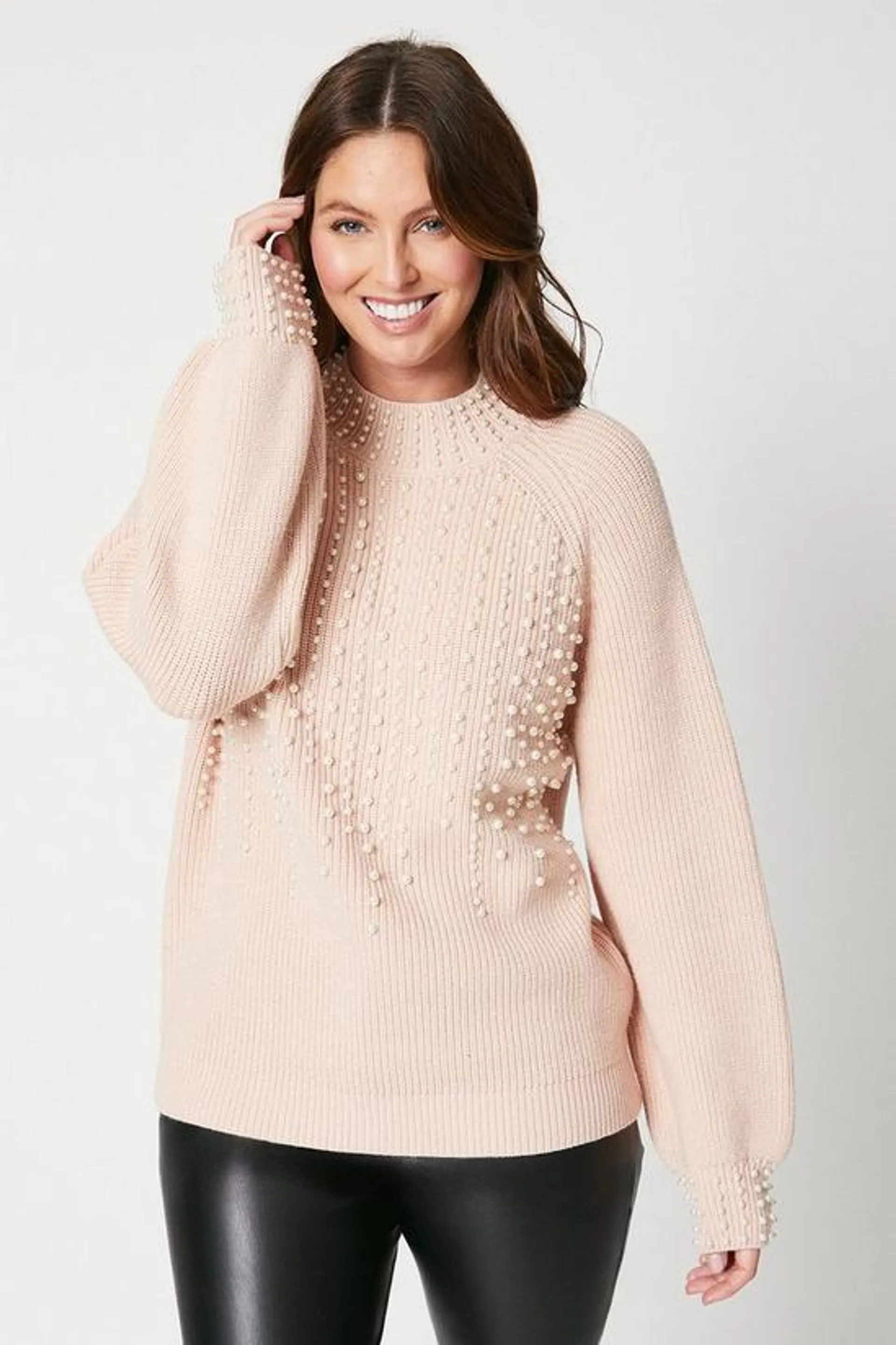 Premium Chunky Rib Hand Stitched Pearl Jumper