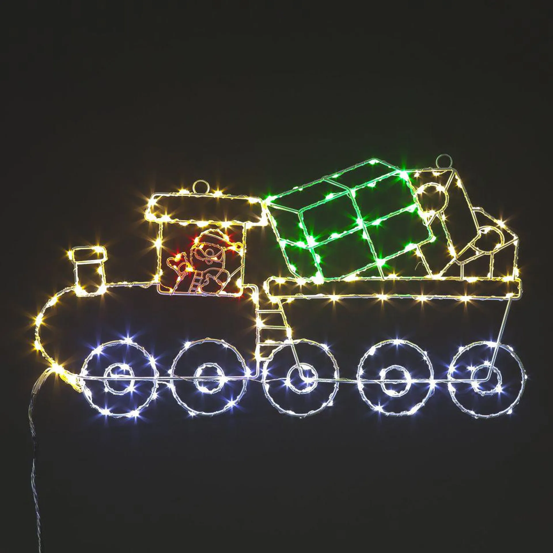 Iron Christmas Train with Rotating Tyres and 158 LEDs (25cm)
