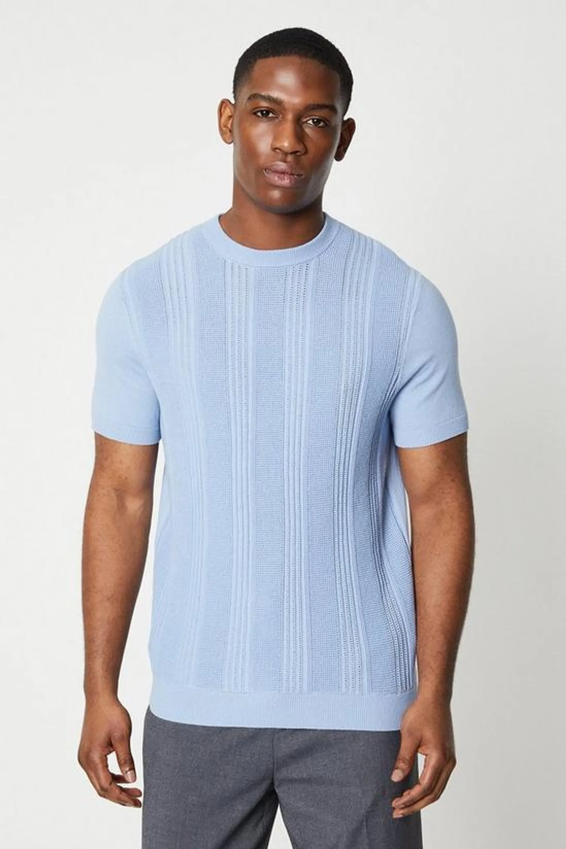 Open Stitch Knitted Crew Tee