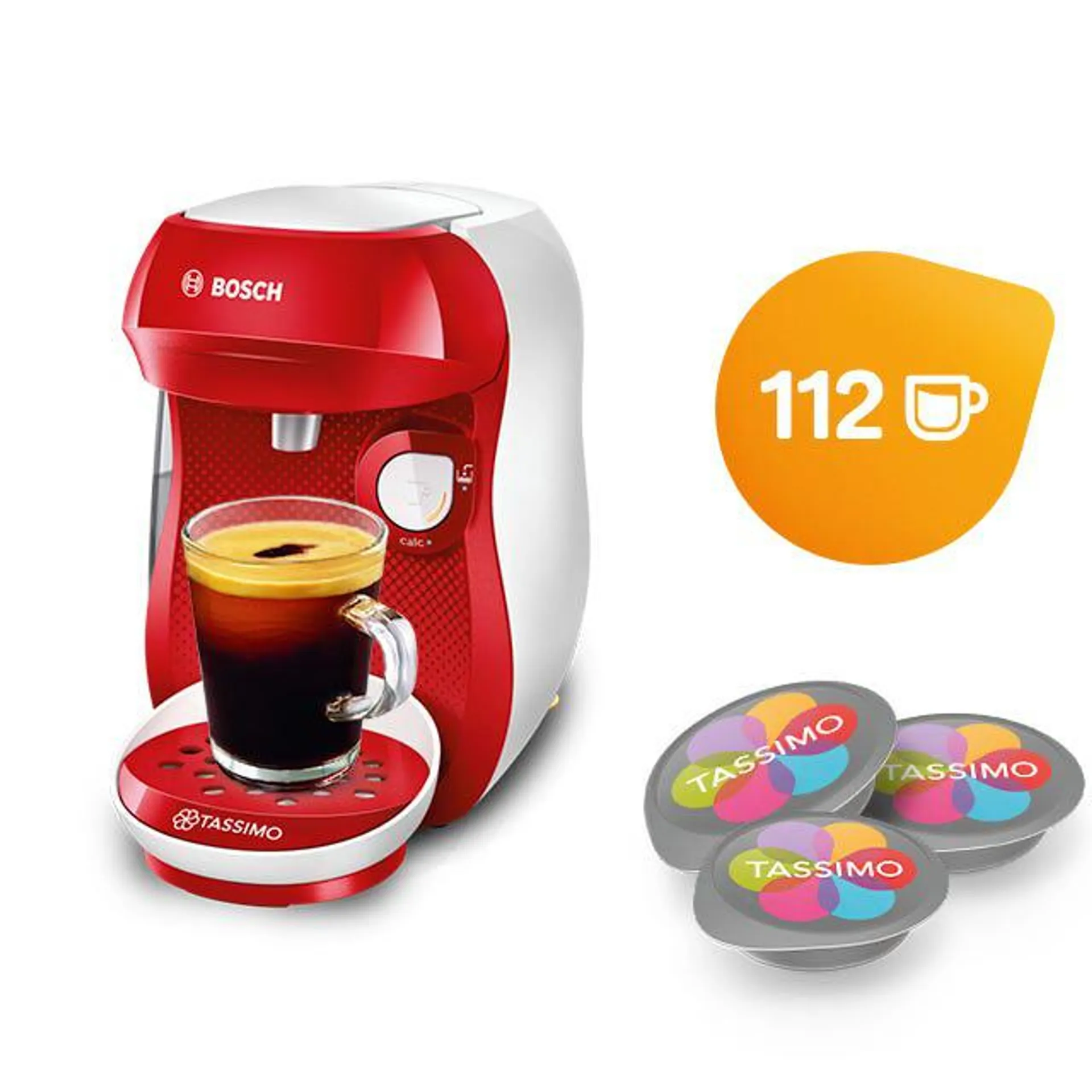 Happy Red And White Coffee Machine & Coffee Capsule Selection