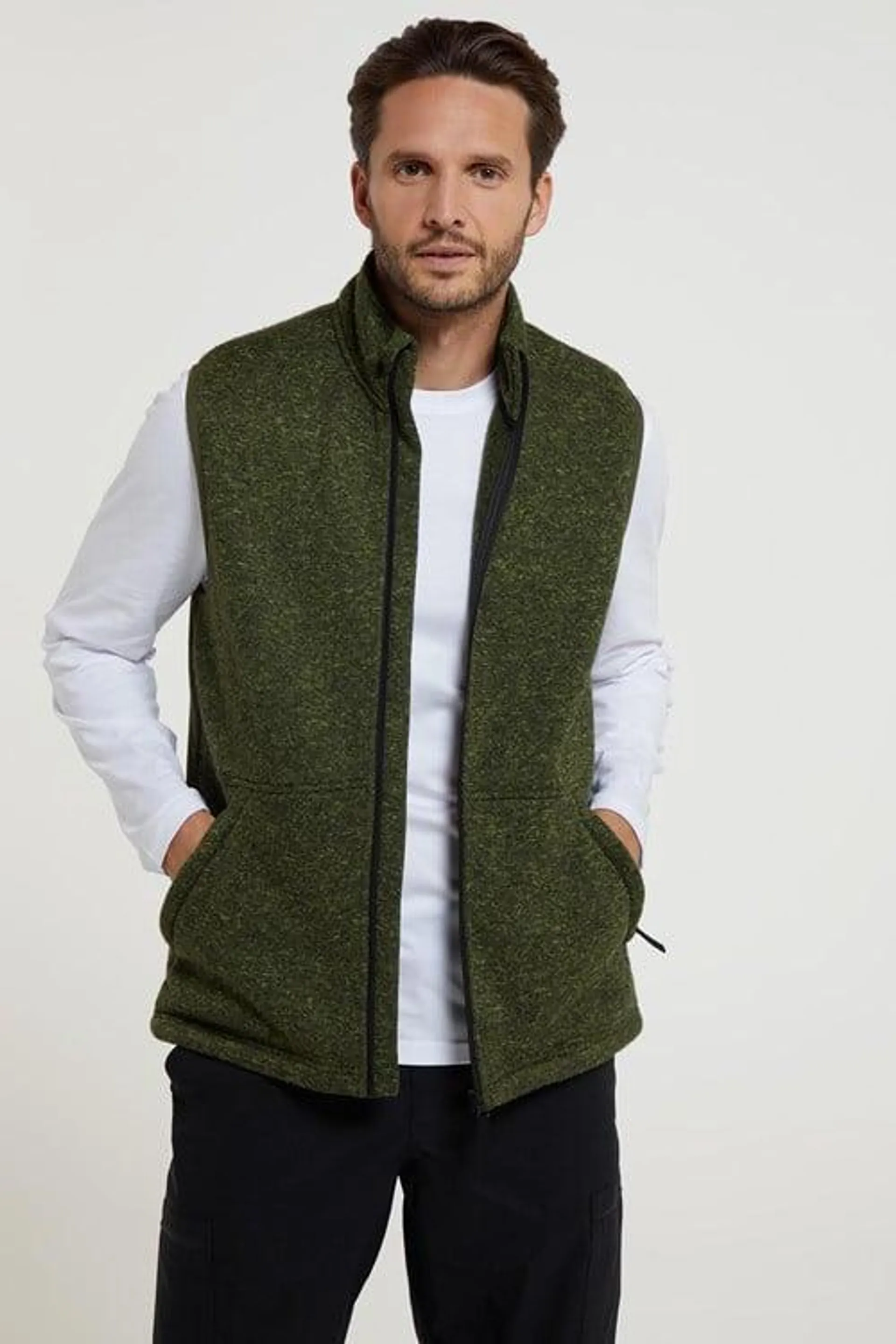 Idris Mens Fleece Gilet - Khaki