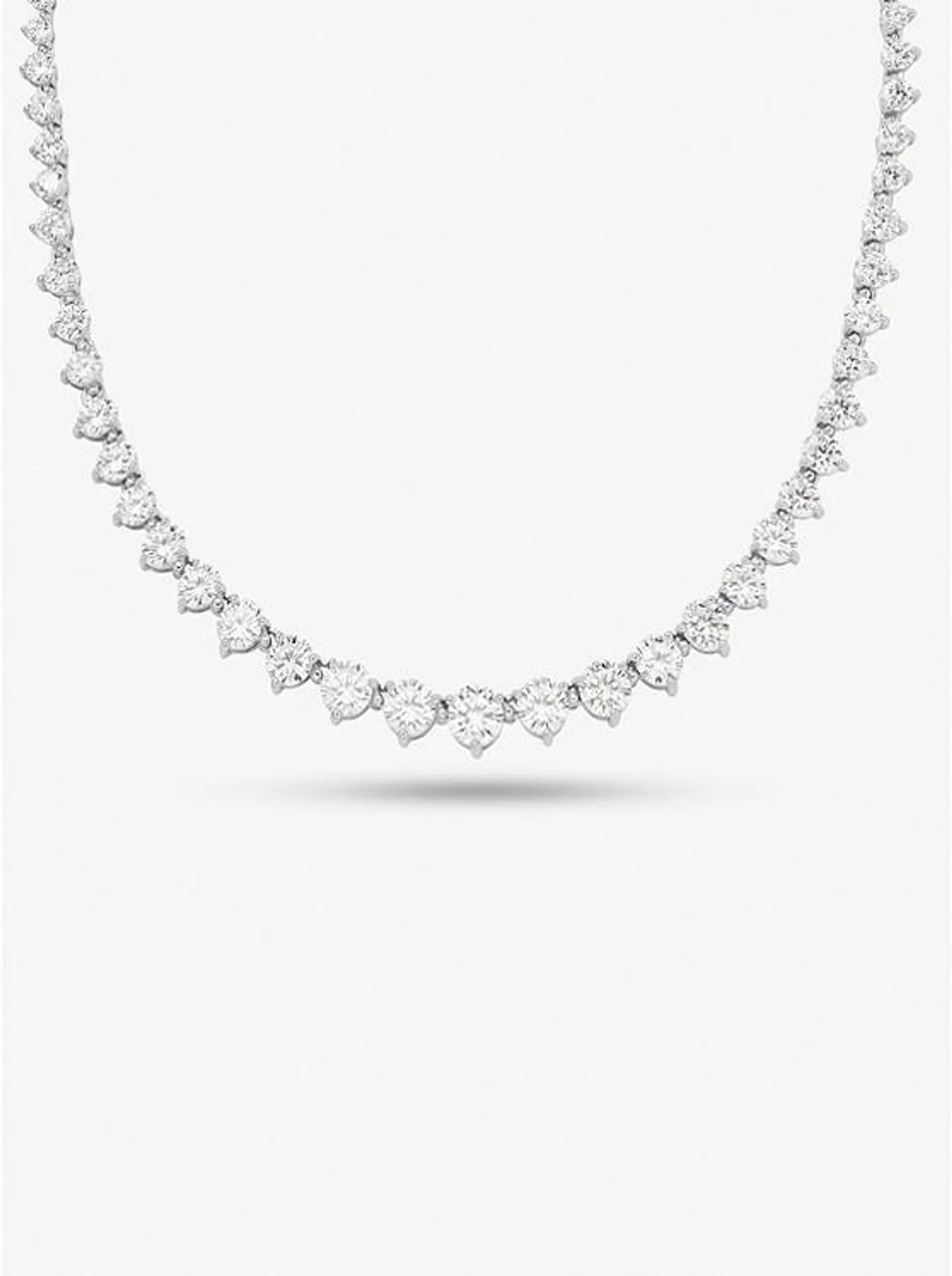 Precious Metal-Plated Sterling Silver Cubic Zirconia Necklace