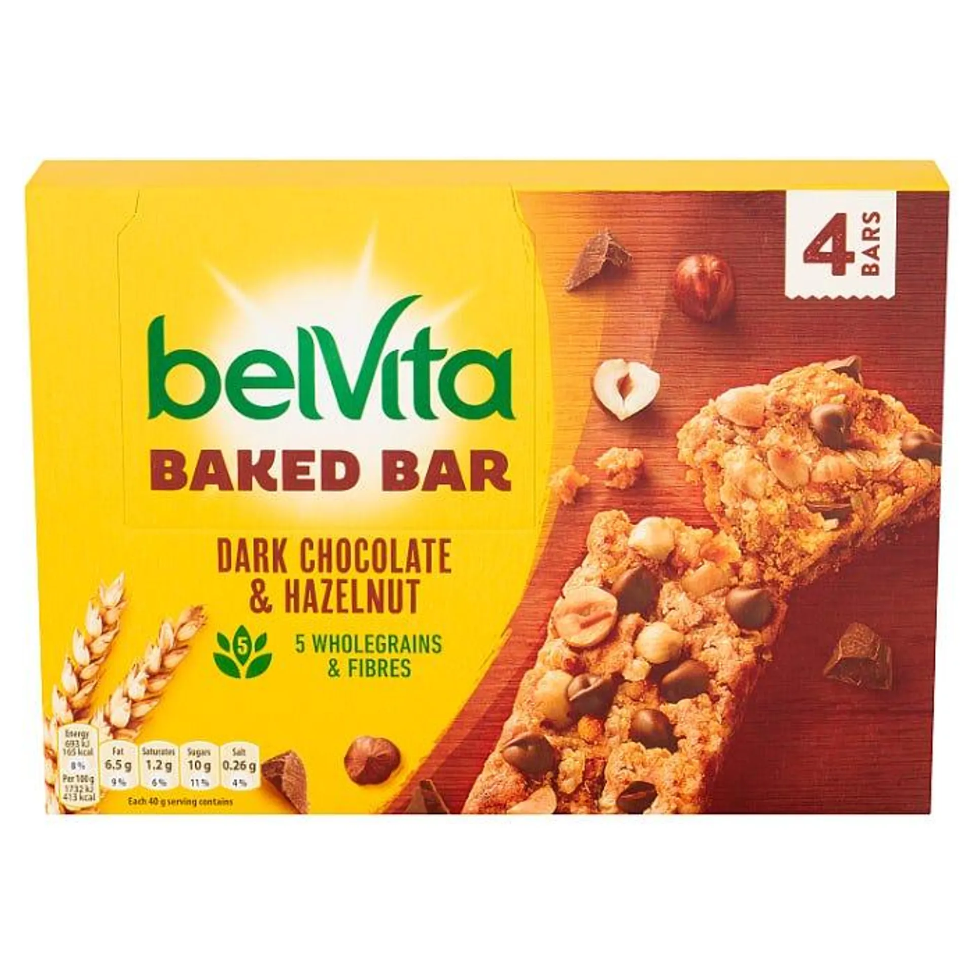 Belvita Bar Dark Chocolate & Hazelnut,160g (Pack of 4)