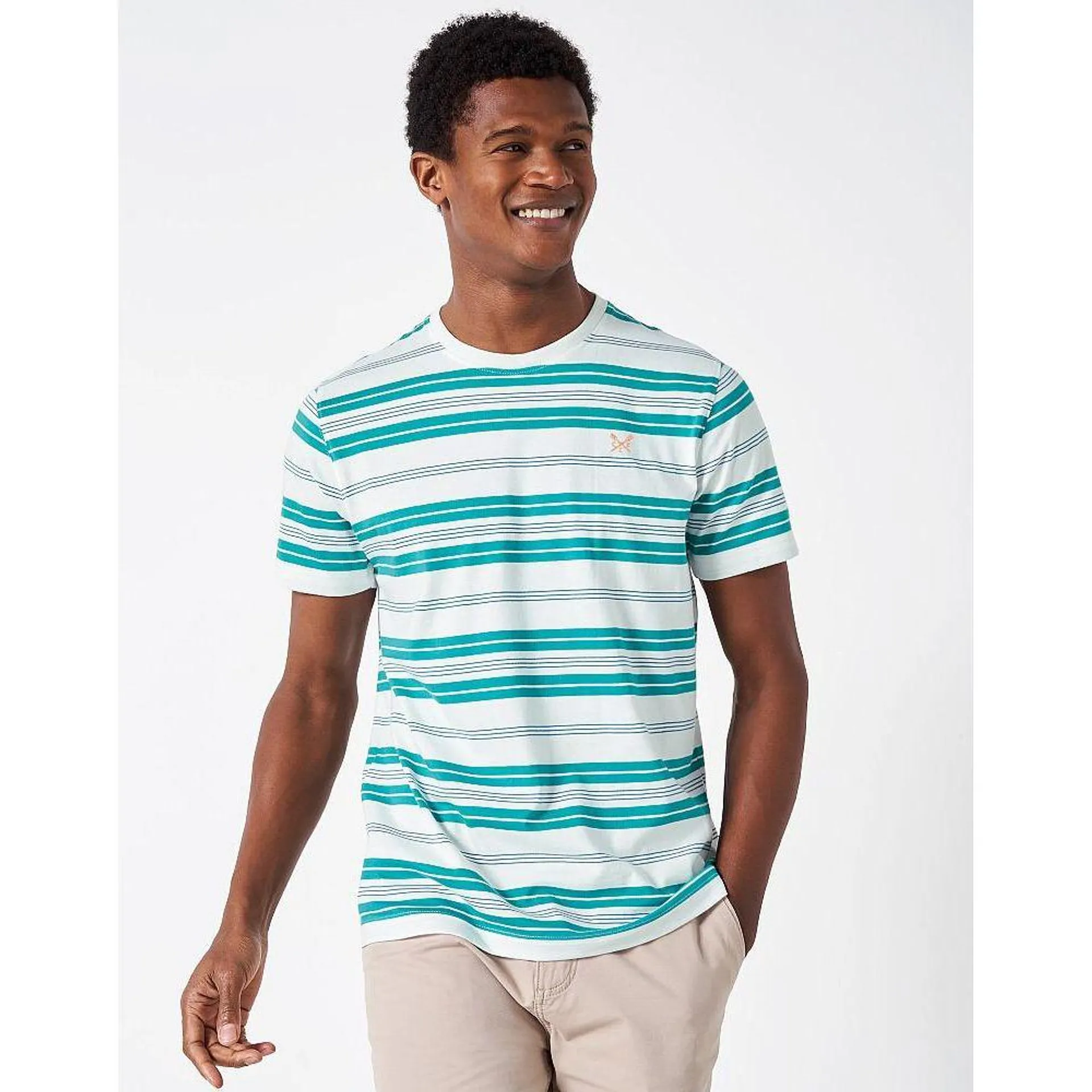 Crew Clothing Stripe T-Shirt - Green Stripe