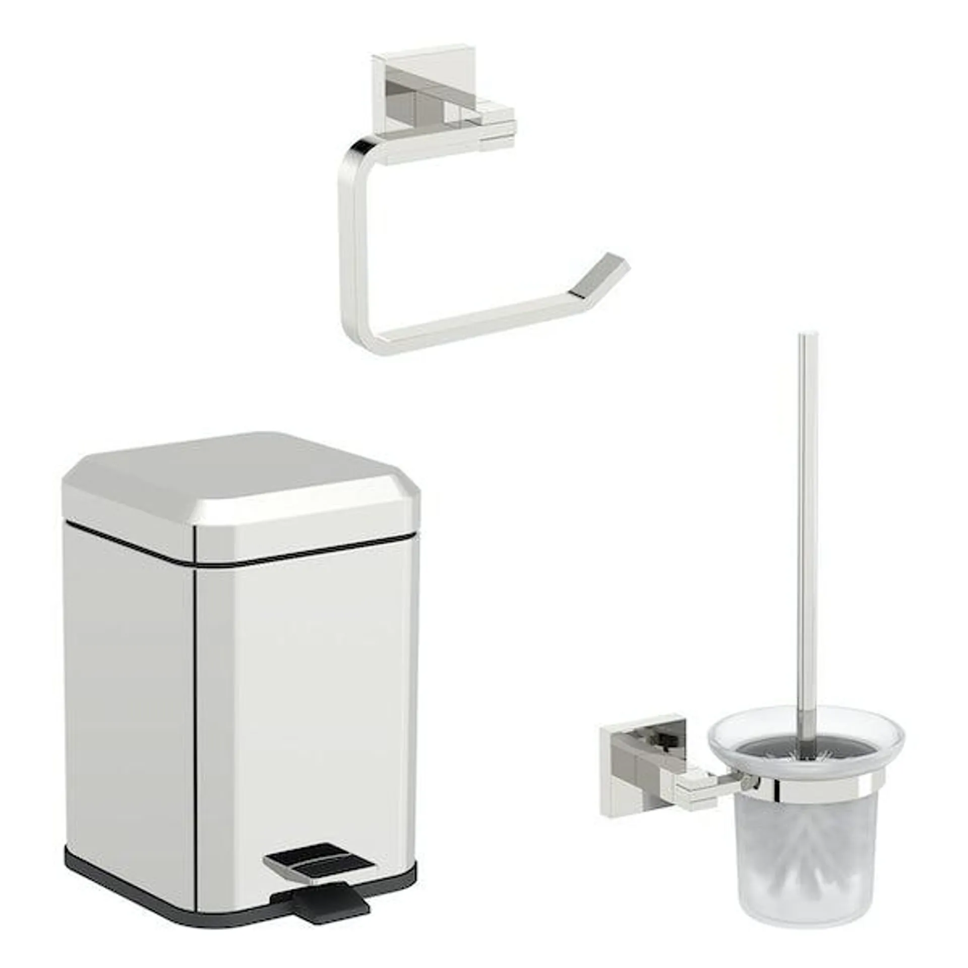 Accents Flex square toilet accessories set with 6 litre bin
