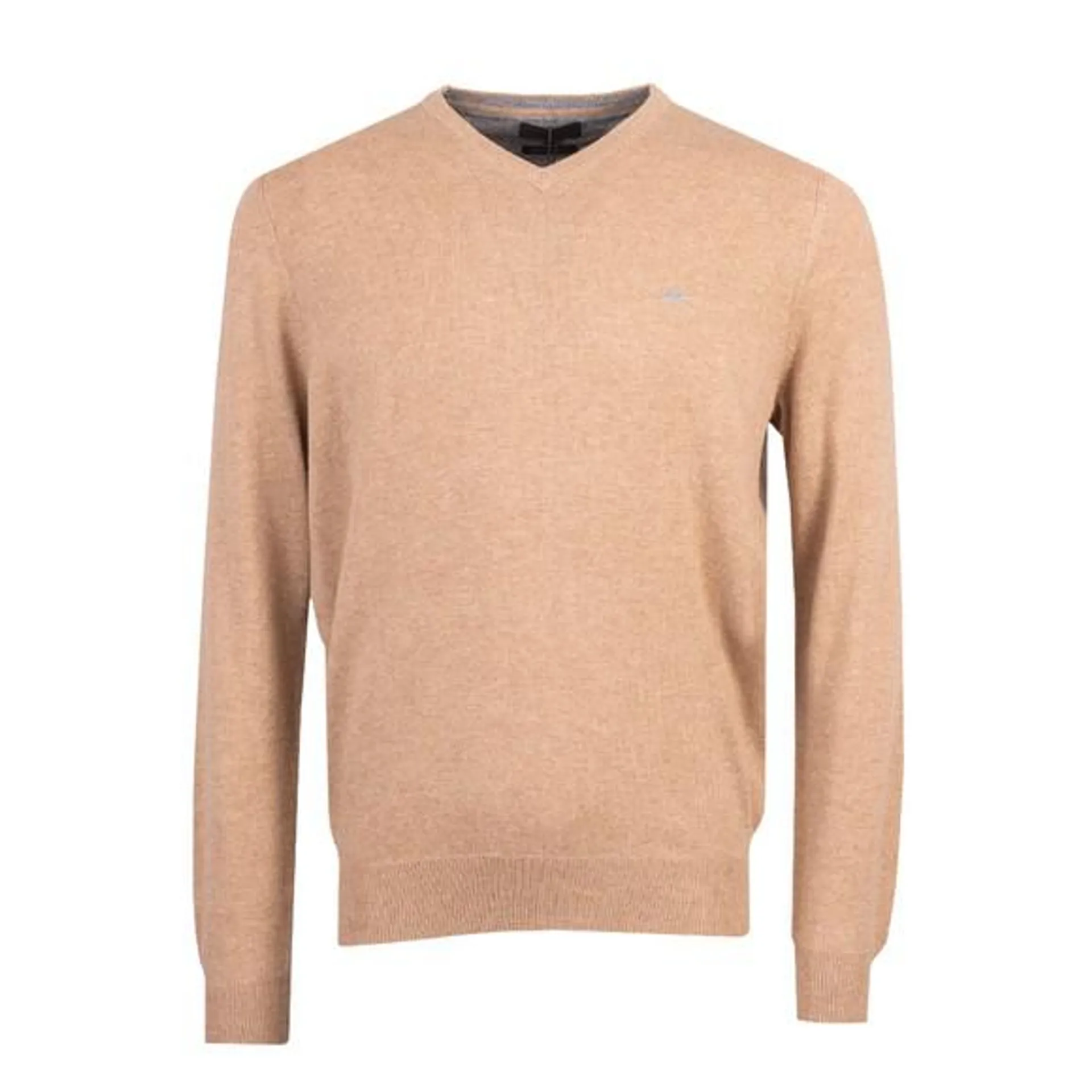 Mens Beige V Neck Merino Cashmere Jumper