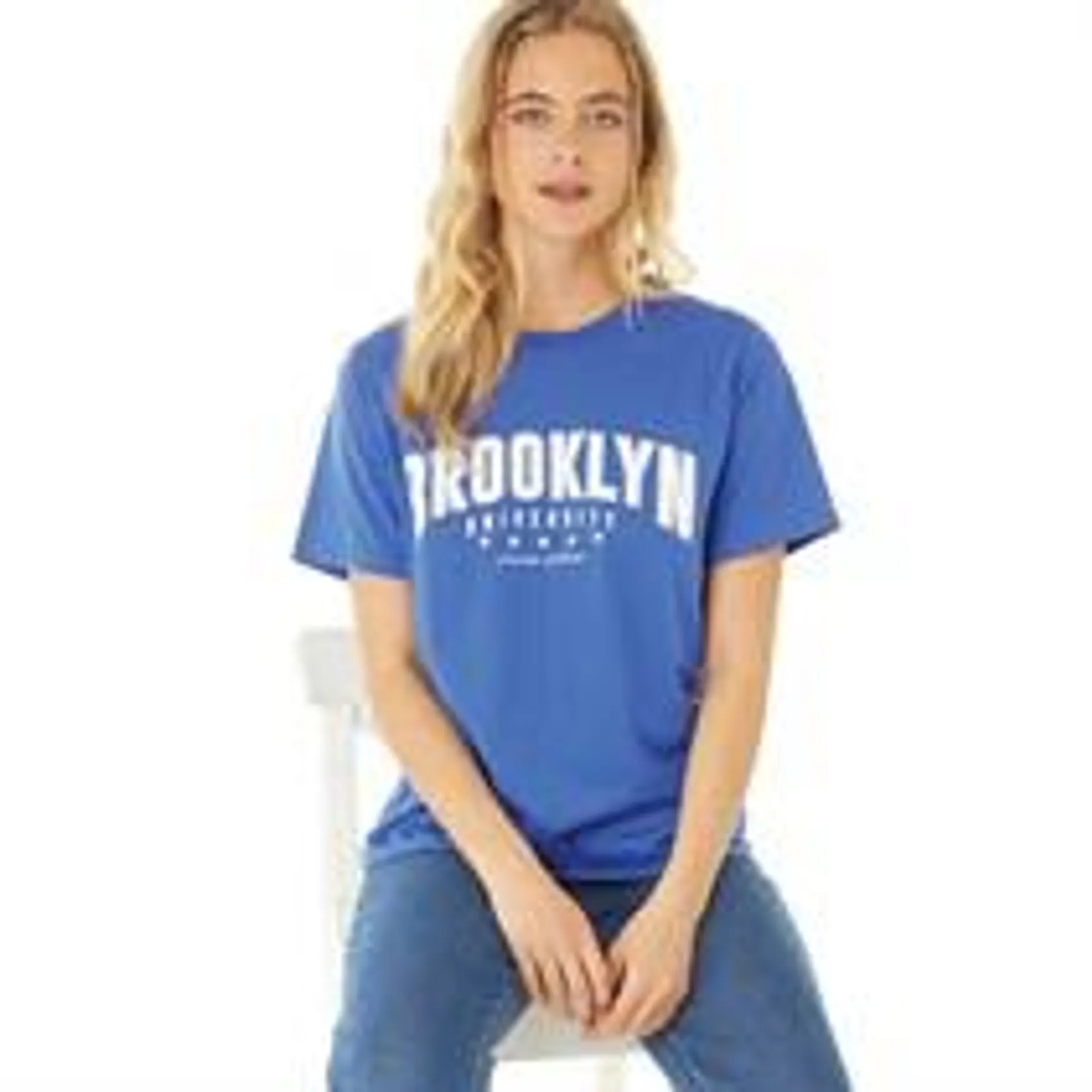L'amore Couture Womens Brooklyn T-Shirt Blue
