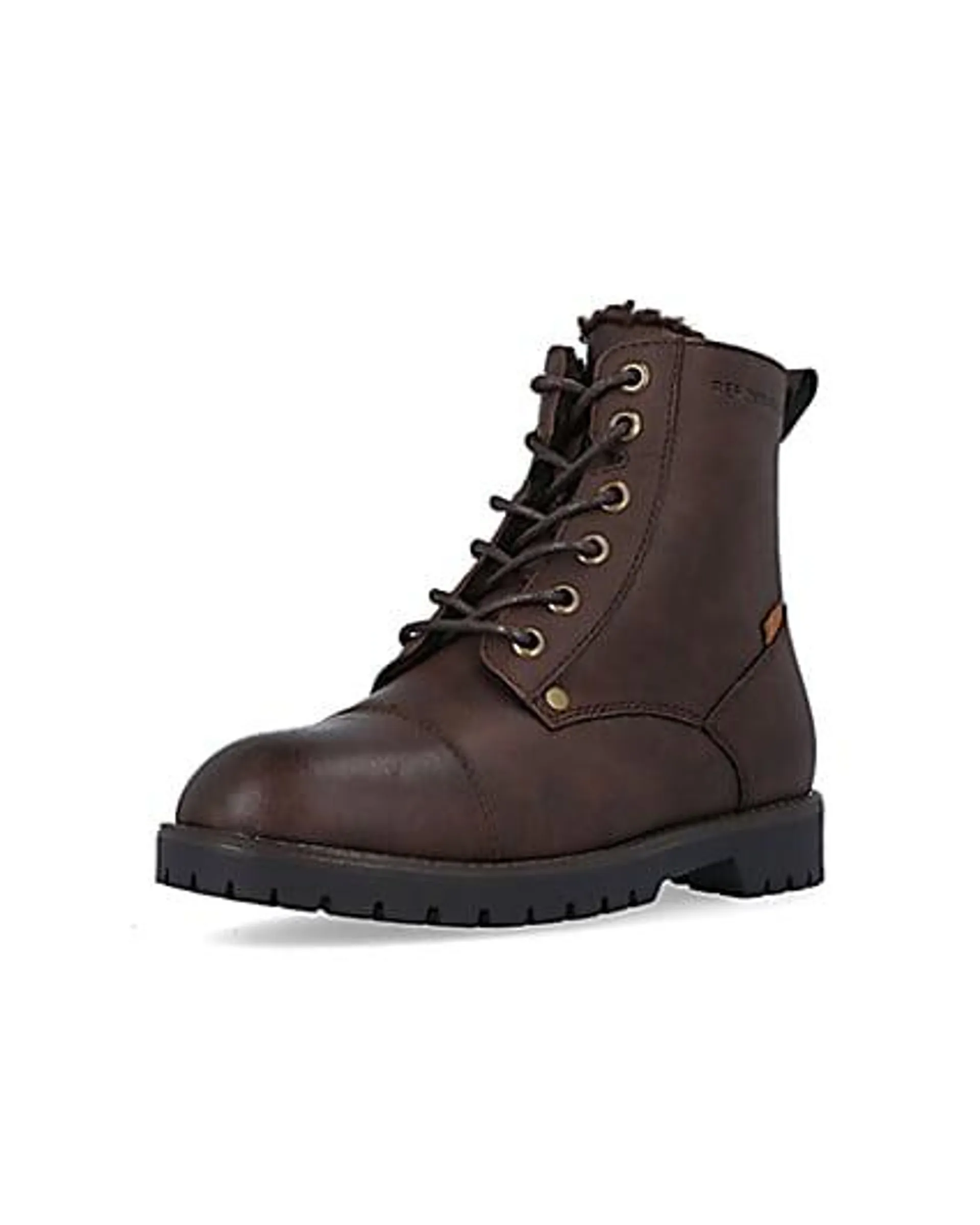 Boys Brown wide fit Pu Borg lined Boots