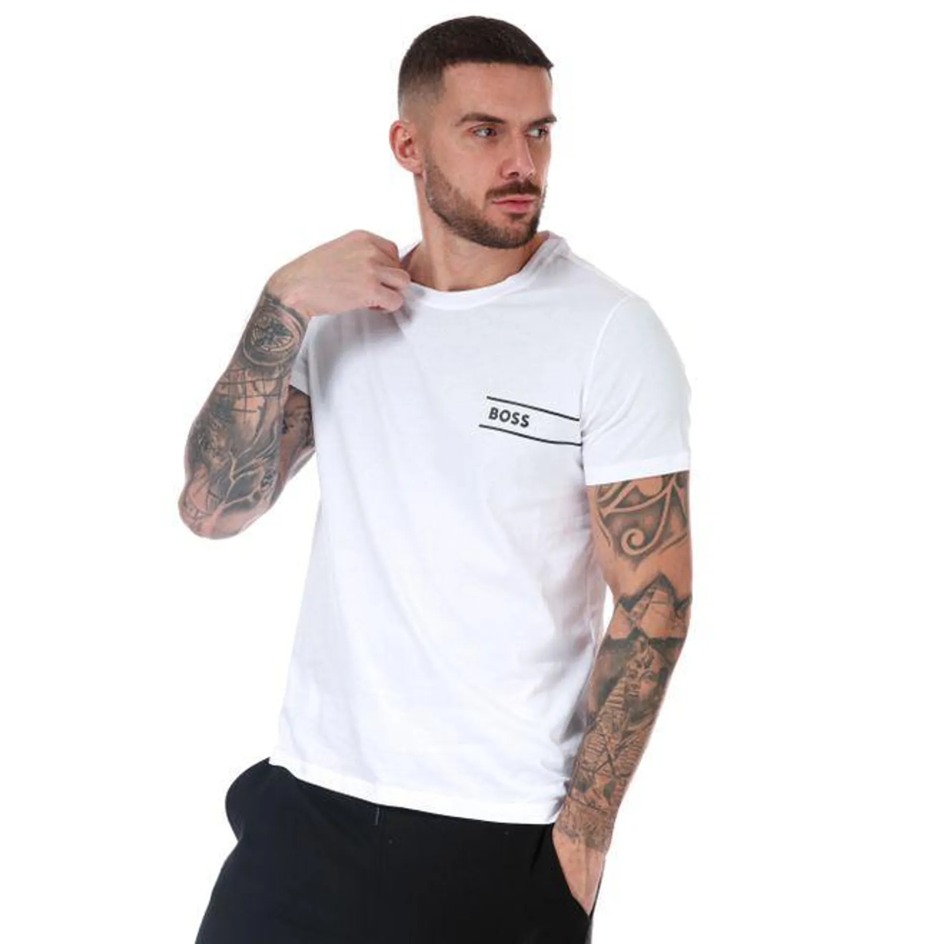 Boss Mens Logo Crew Neck T-shirt in White