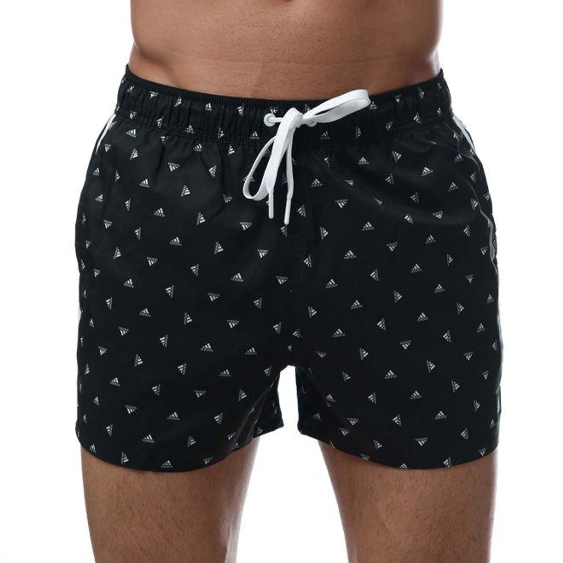 adidas Mens Mini Logo CLX Swim Shorts in Black-White