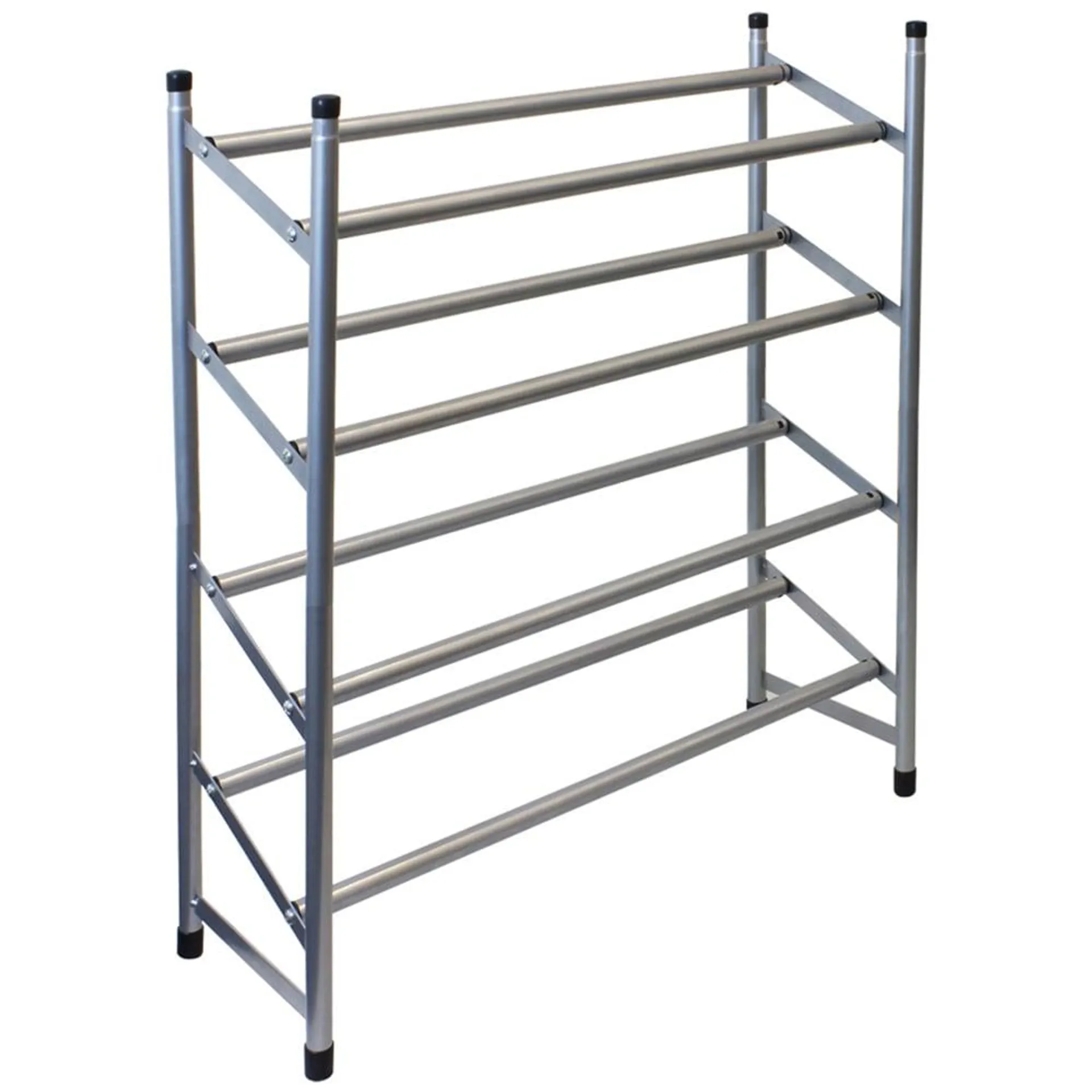 JVL 4 Tier Shoe Rack Grey