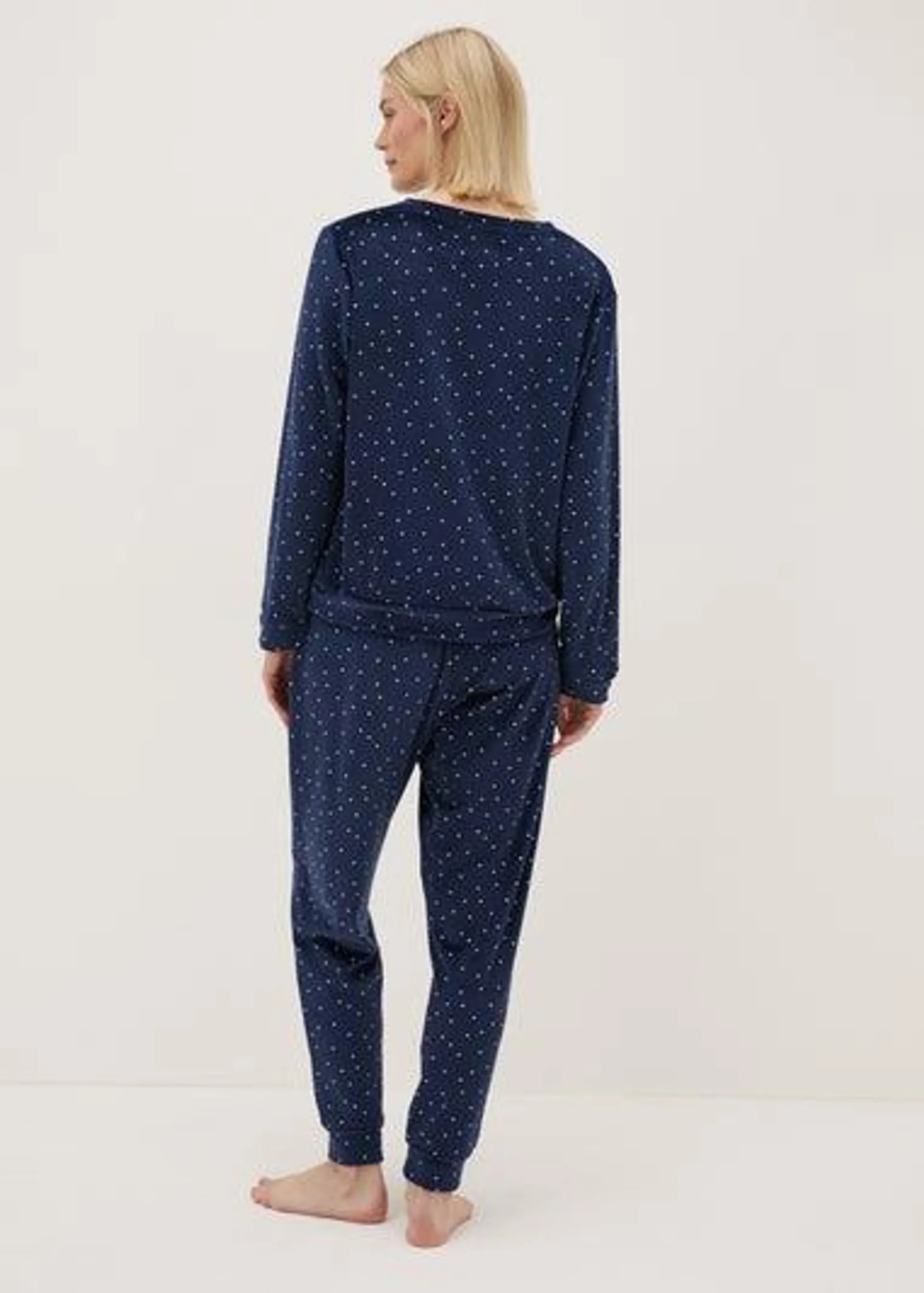 Navy Fleece Spot Loungewear Set