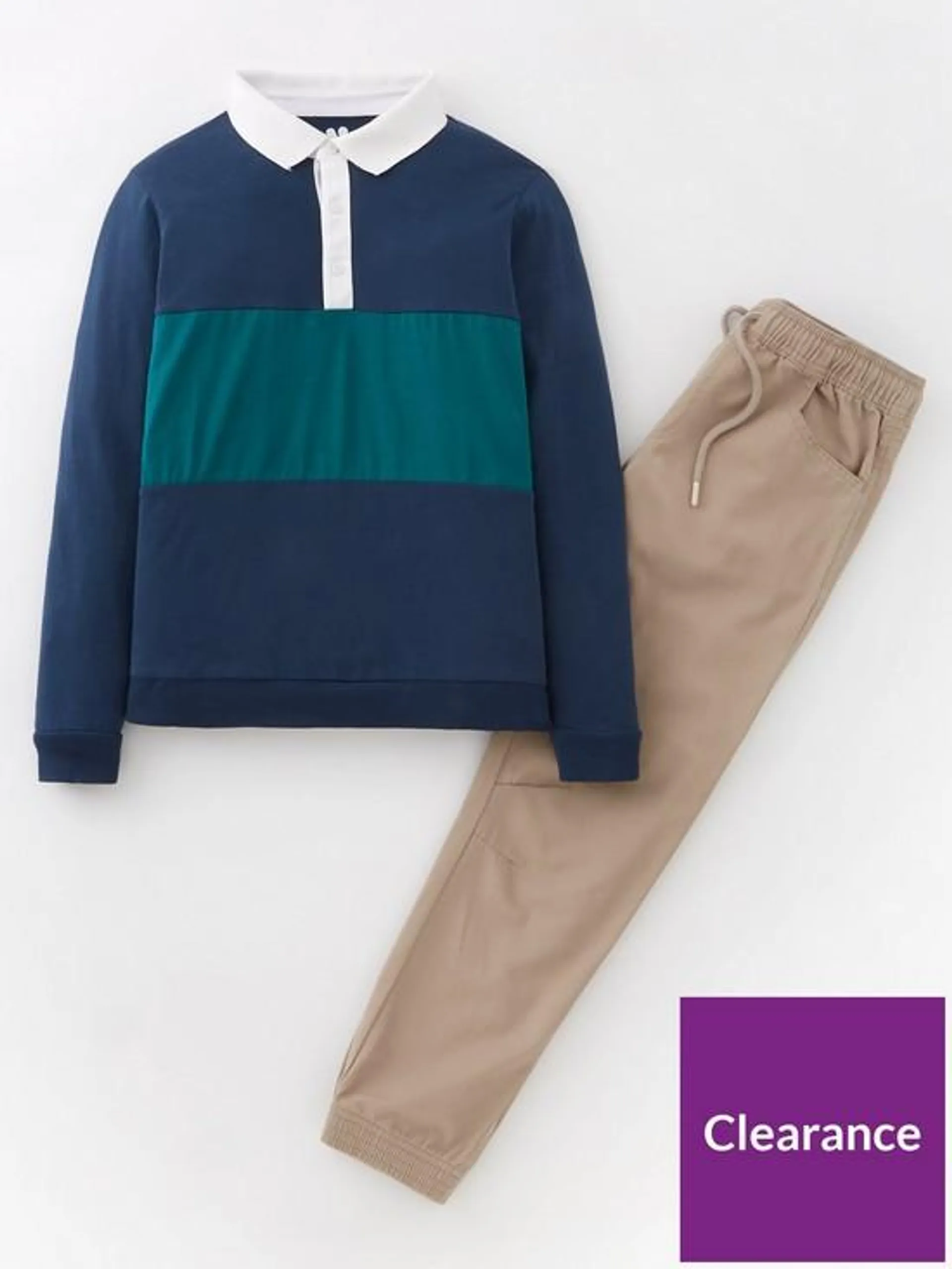 Boys Polo Sweat and Chino Jogger Outfit