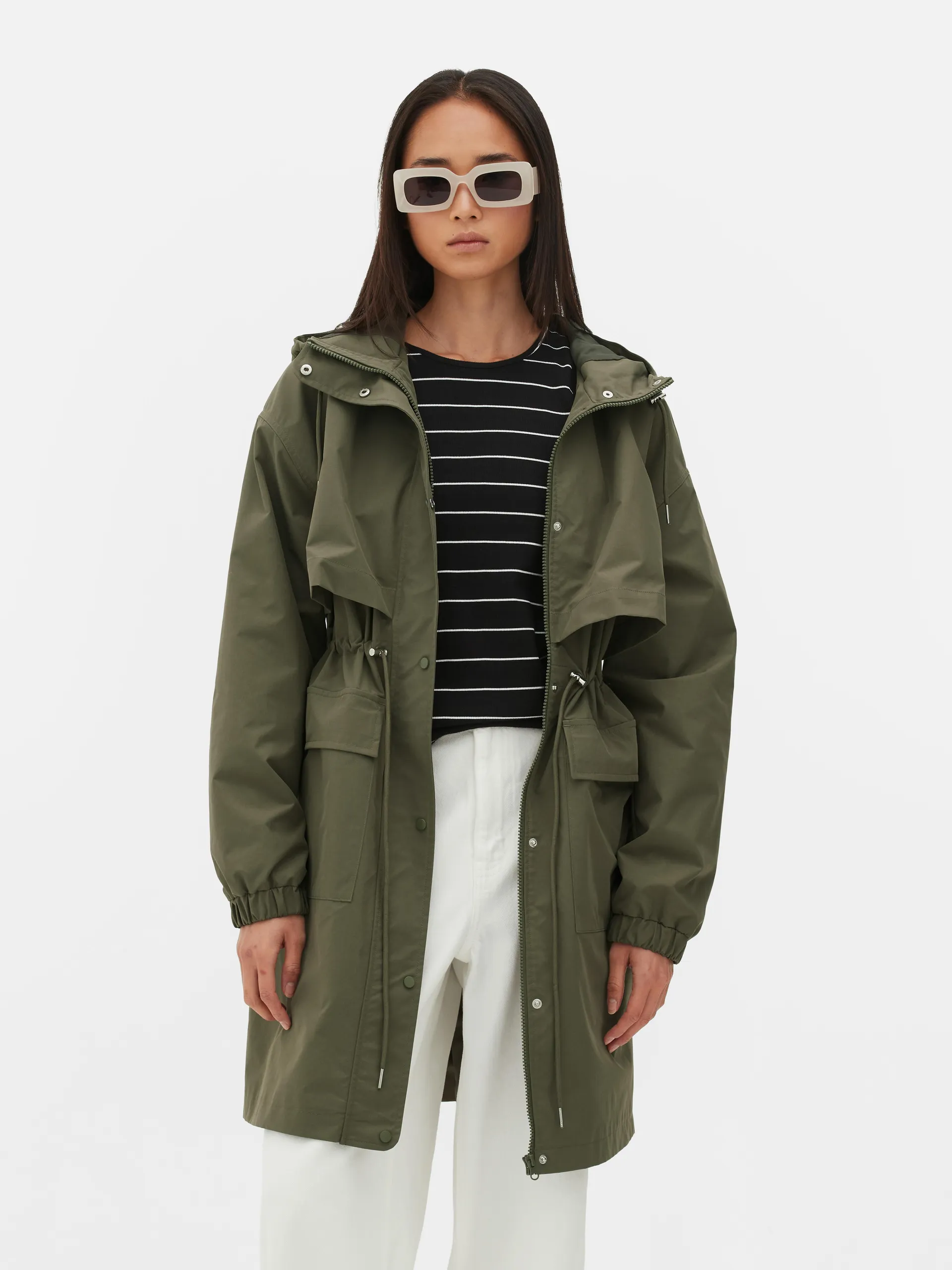 Parka impermeabile con coulisse