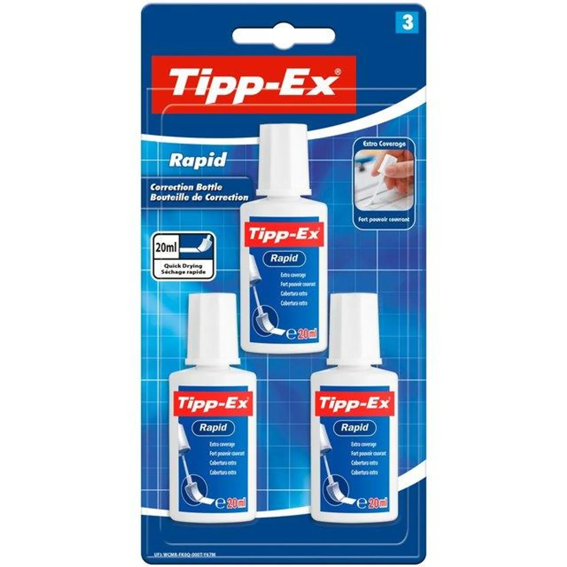 Tipp-Ex Rapid Correction Fluid, Pack of 3 3 per pack