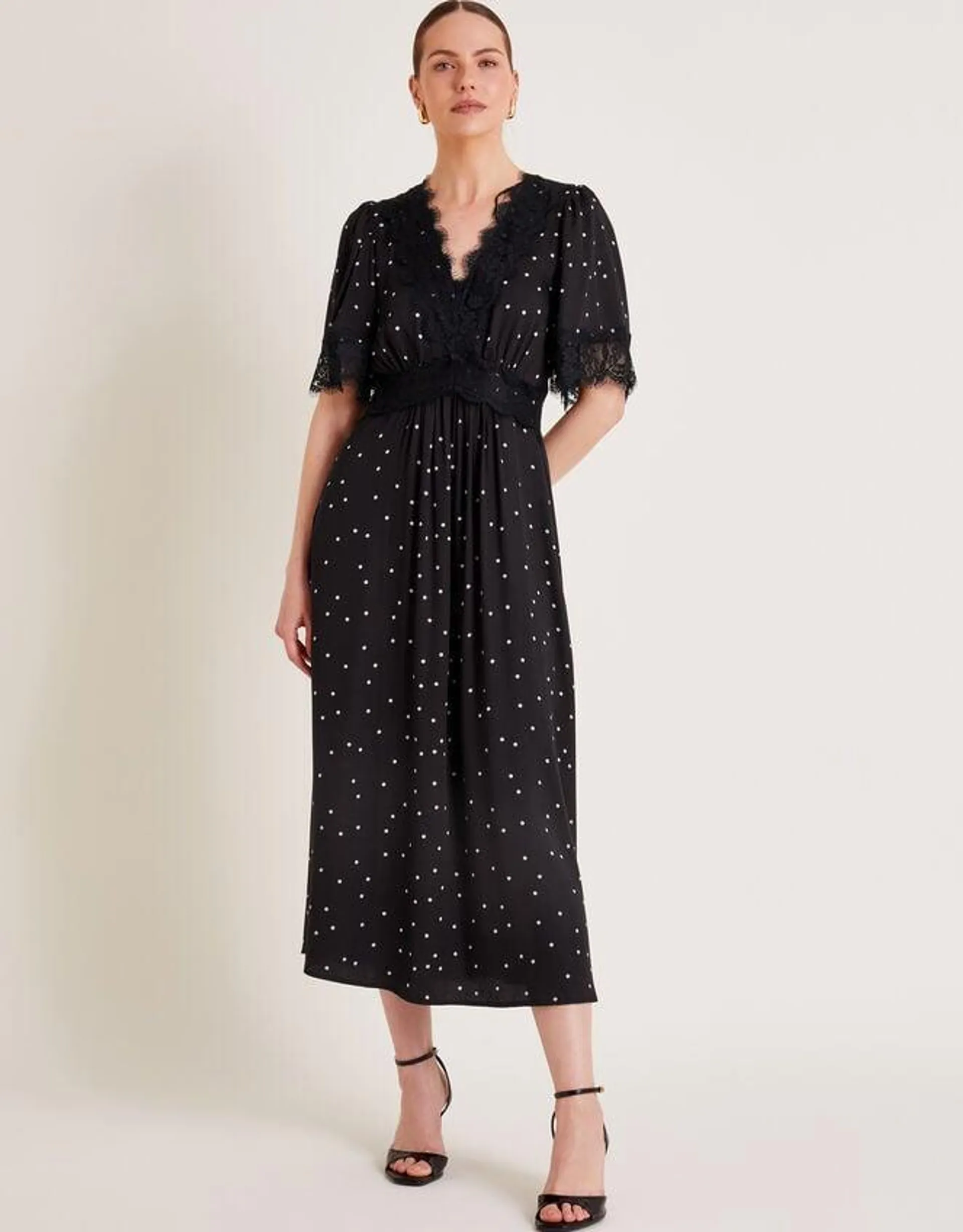 Clea Spot Dress Black