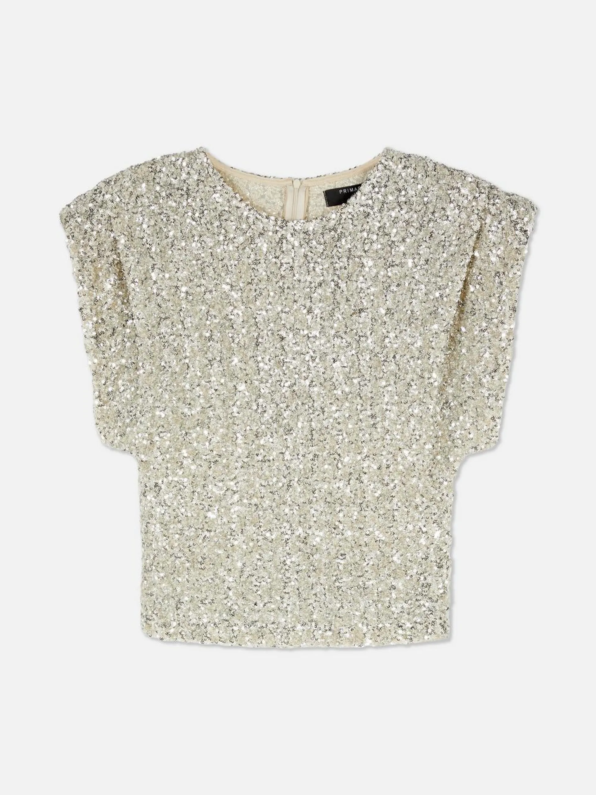 Paula Echevarría Short Sleeve Sequin Top