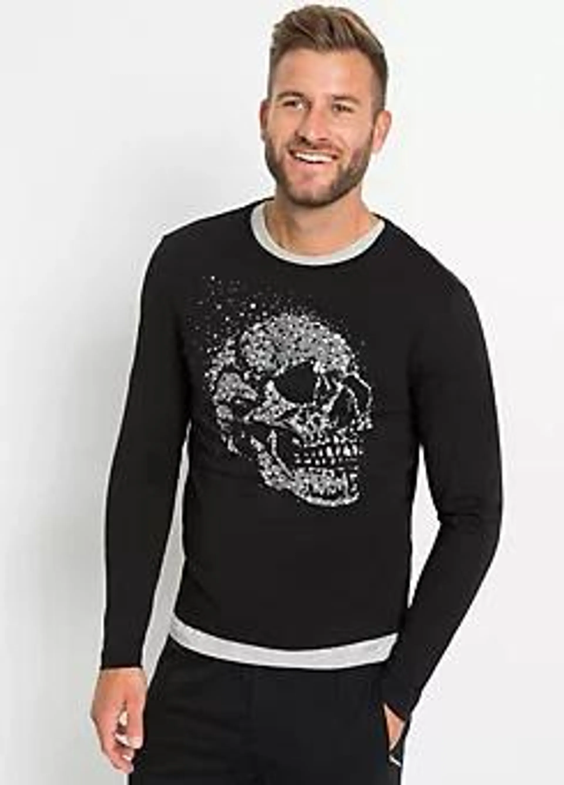 Skull Print Long-Sleeved Top