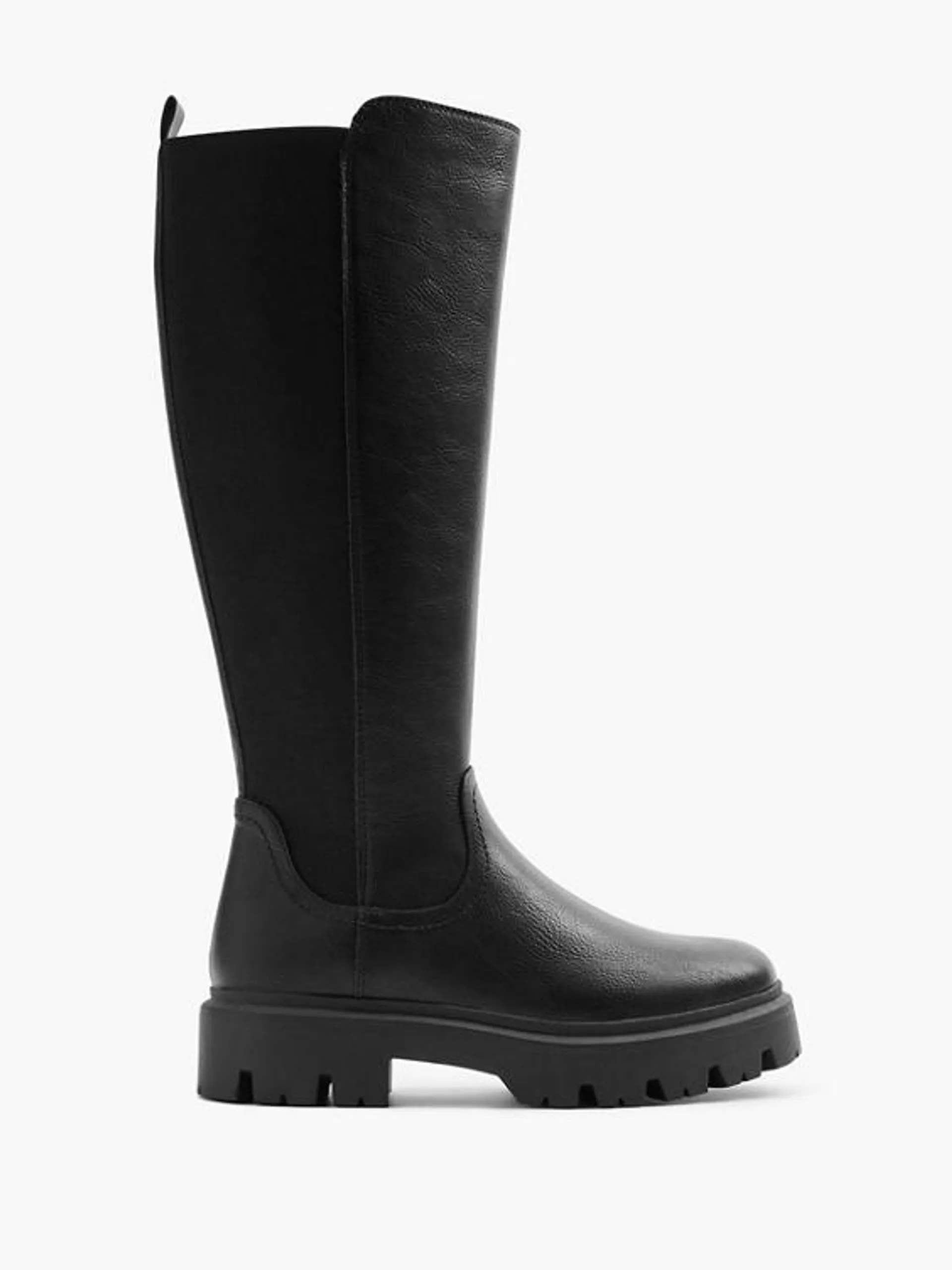 Black Long Leg Black Boot with Elasticated Back