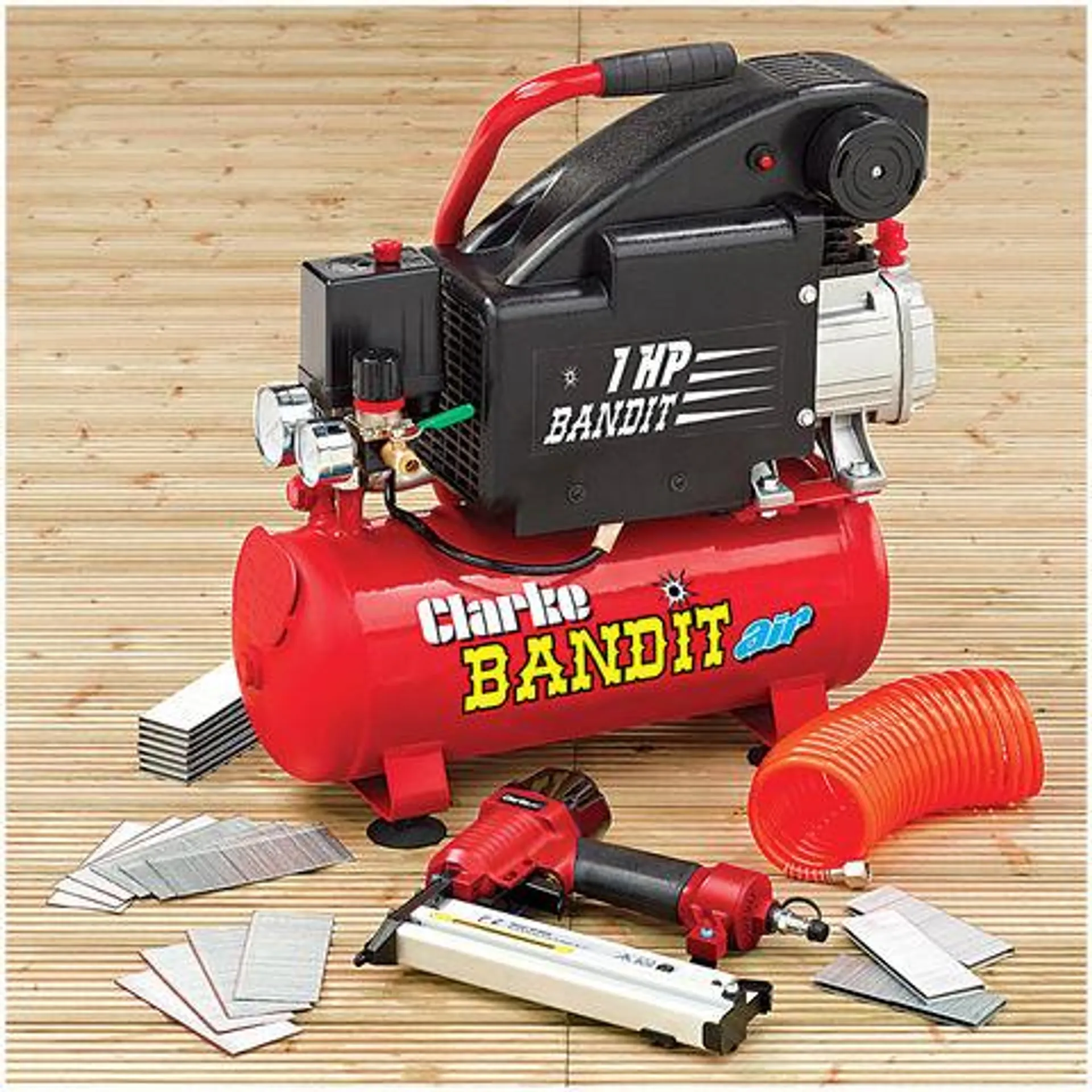 Clarke Bandit V Kit 4.2cfm 8 Litre 1HP Air Compressor Nailing / Stapling Kit (230V)