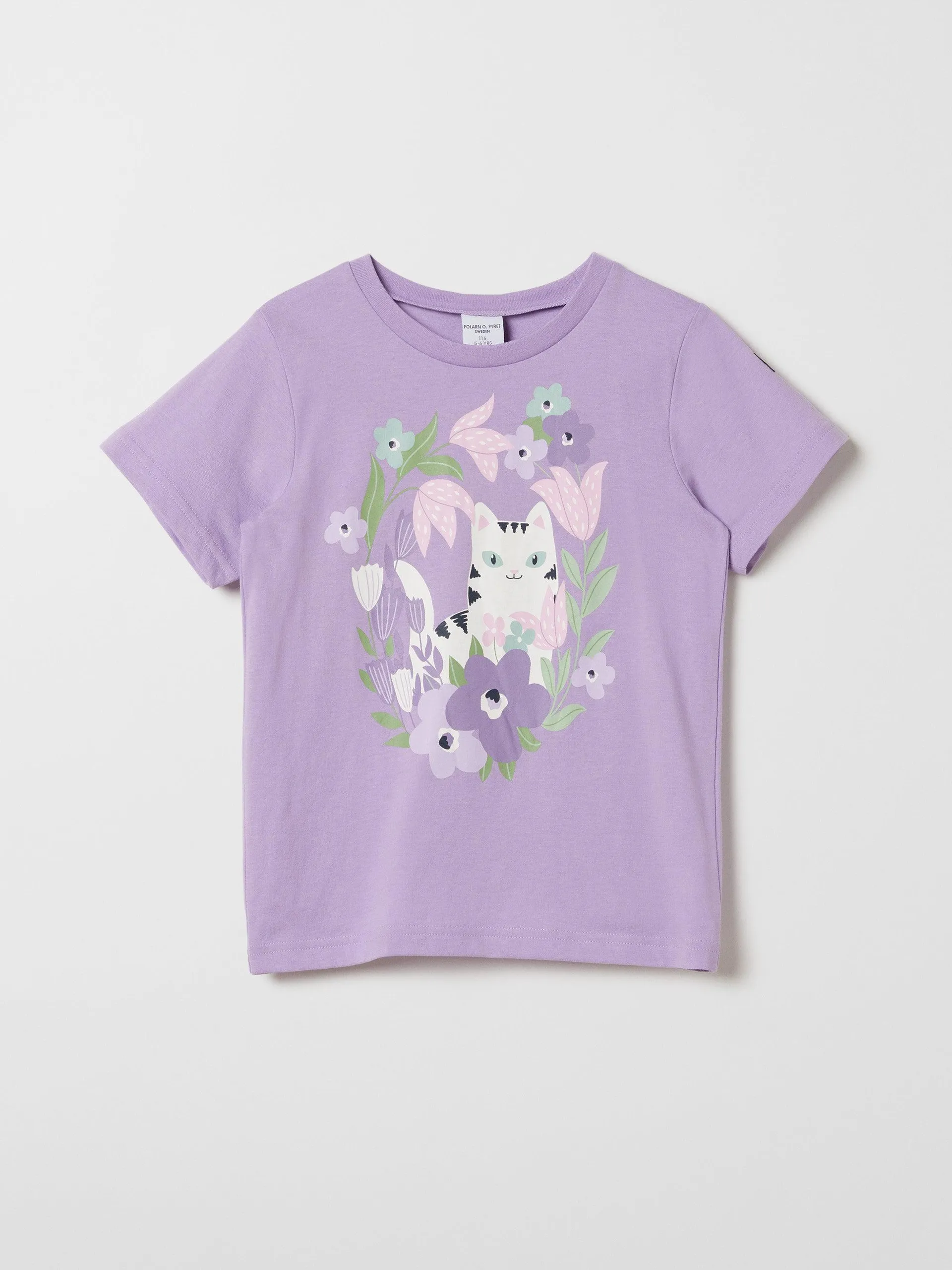 Organic Cotton Kids Cat Print T-shirt