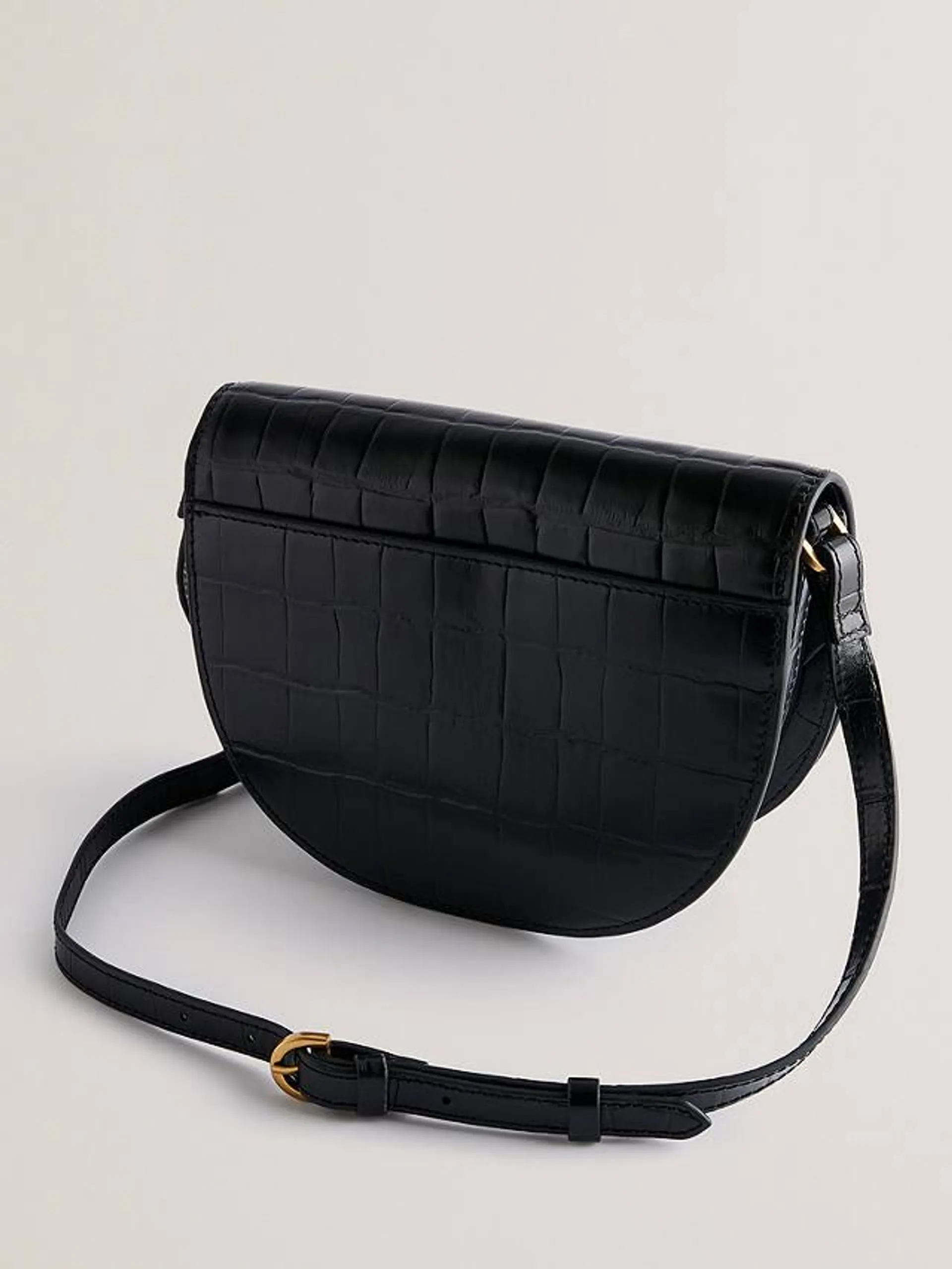 Sohho Croc Effect Leather Saddle Bag