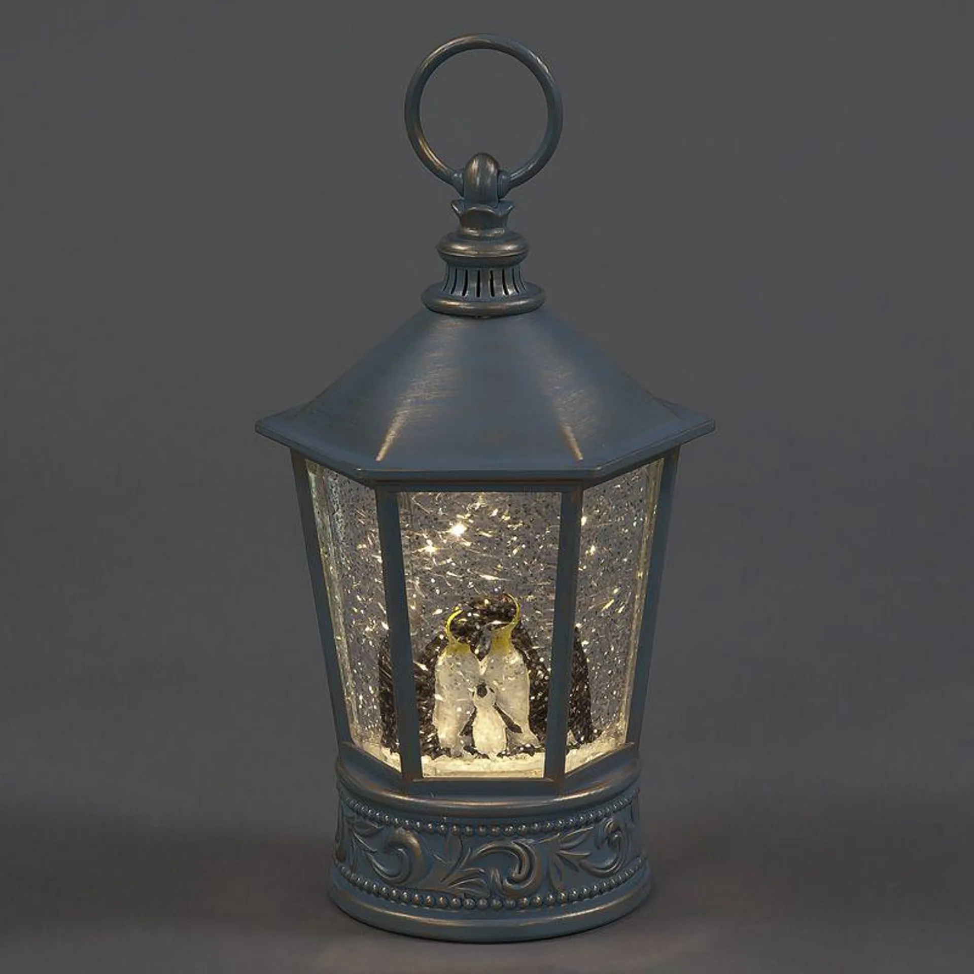 26cm Battery Operated Water Lantern With Family Penguin Scene