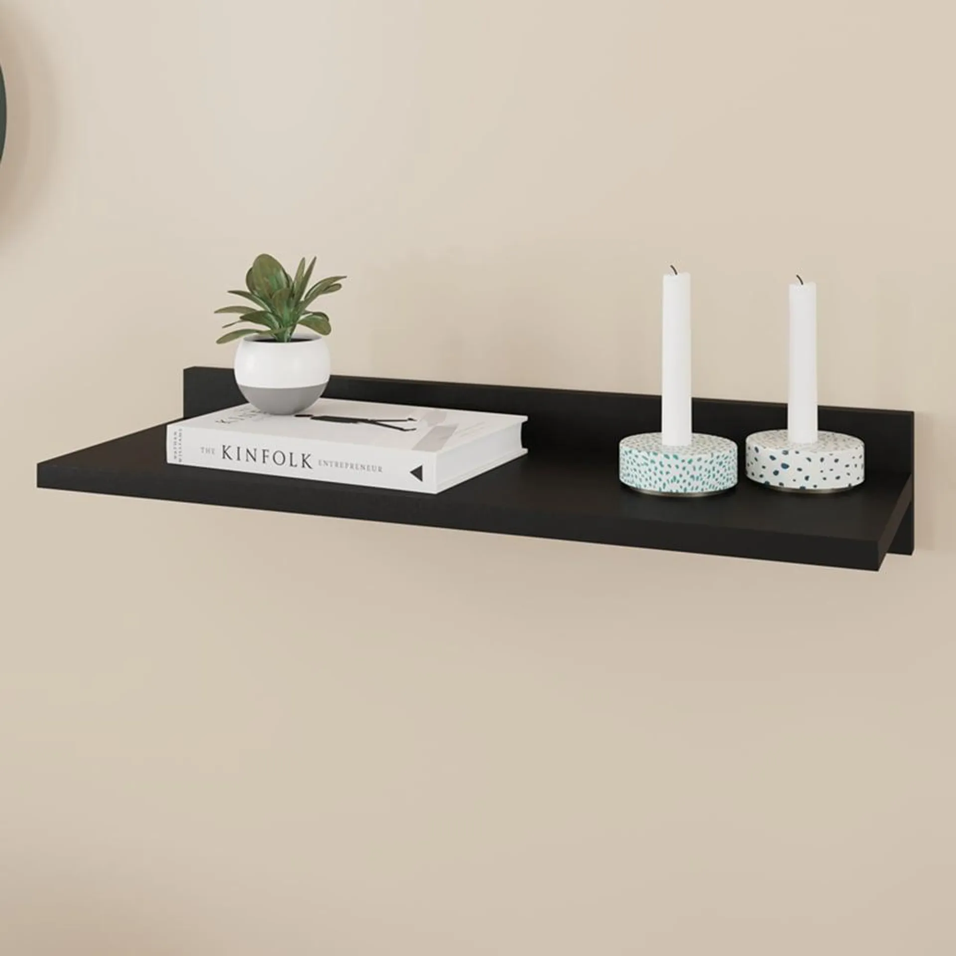 Decortie Simple Black Modern Floating Wall Mounted Shelf