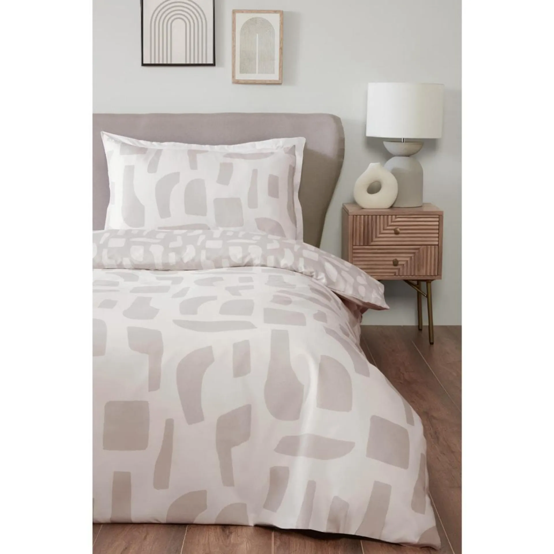 Abstract Single Duvet Set - Natural