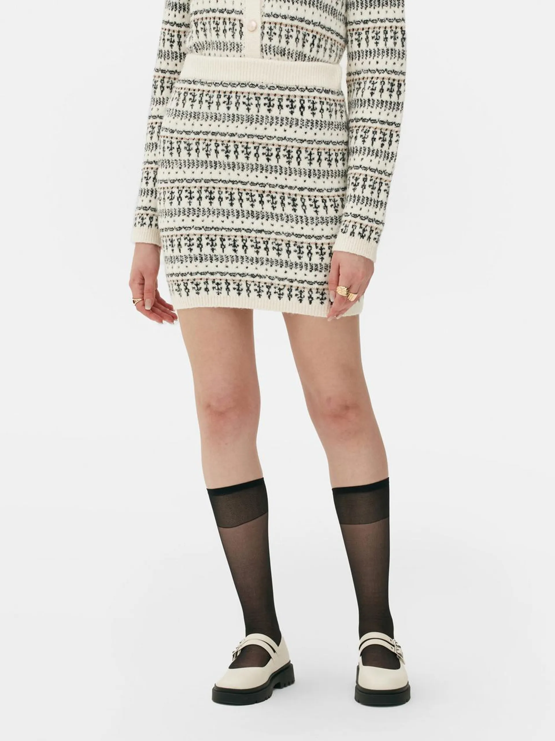 Co-ord Fair Isle Knit Mini Skirt