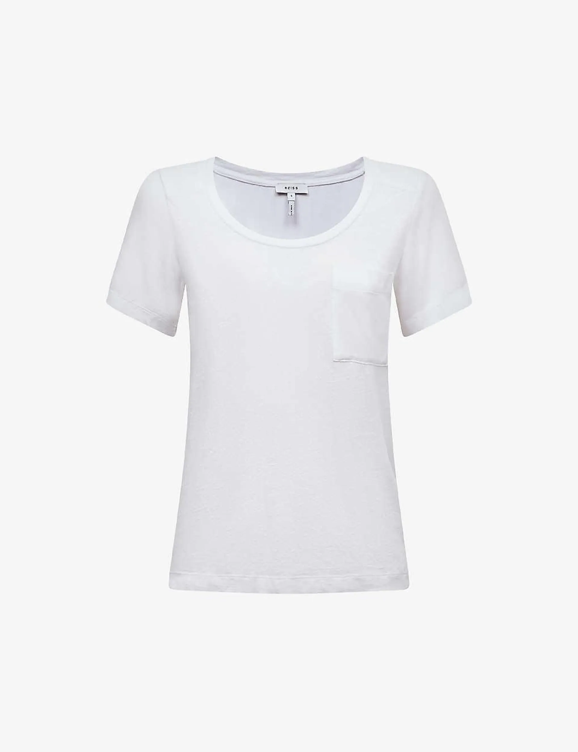 Camilla chest-pocket scoop-neck linen T-shirt