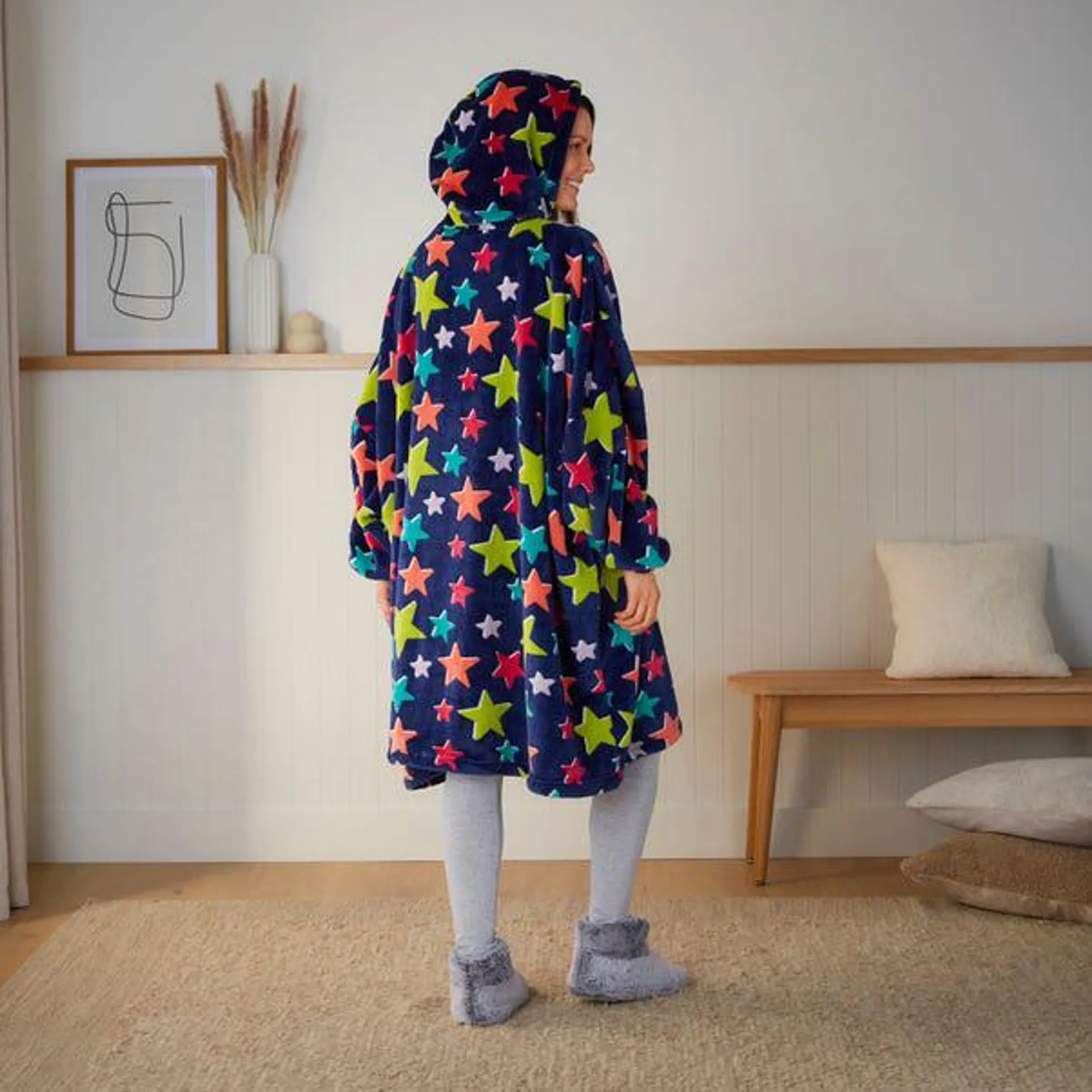 Multicoloured Star Oversized Hoodie