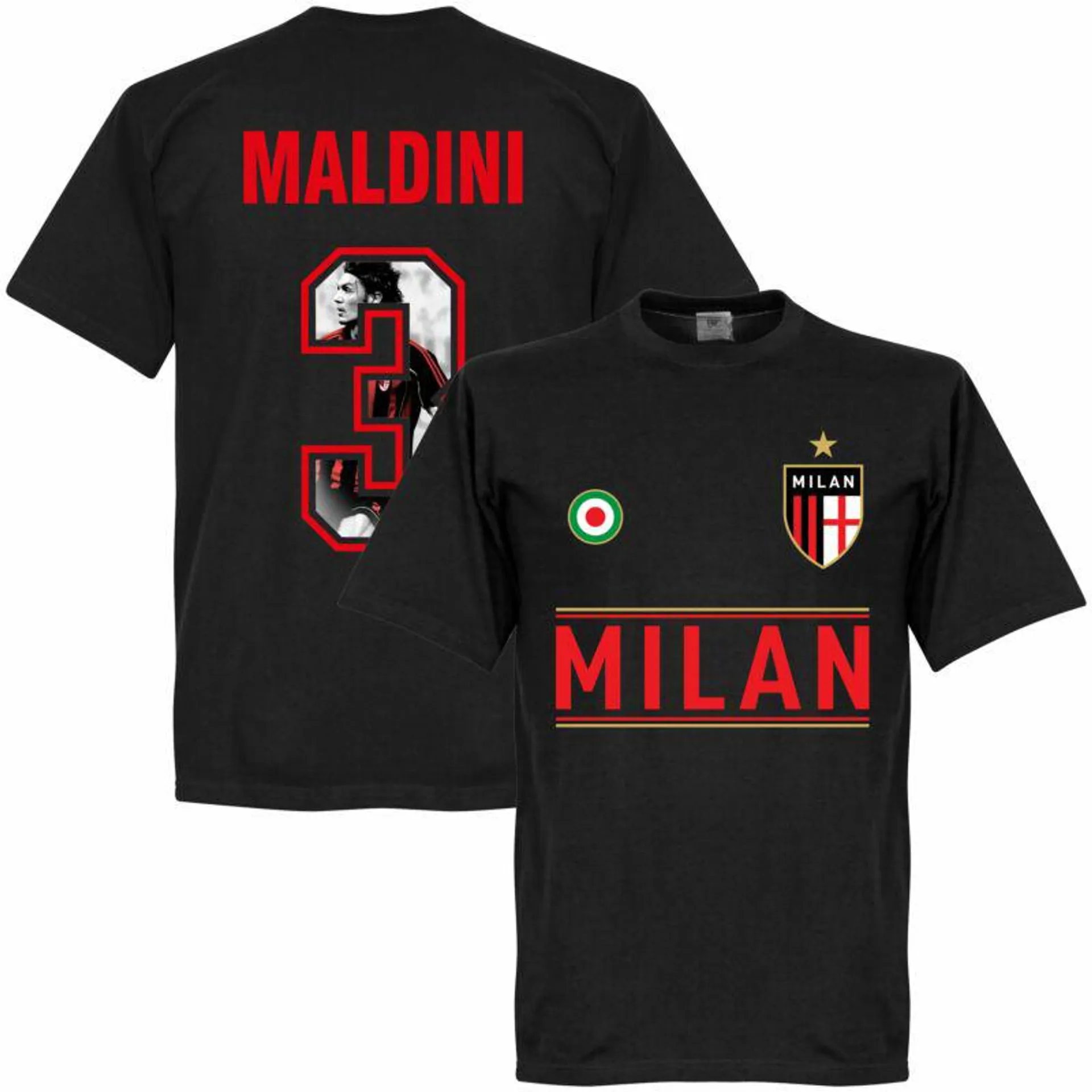 Milan Maldini 3 Gallery Team T-Shirt - Black