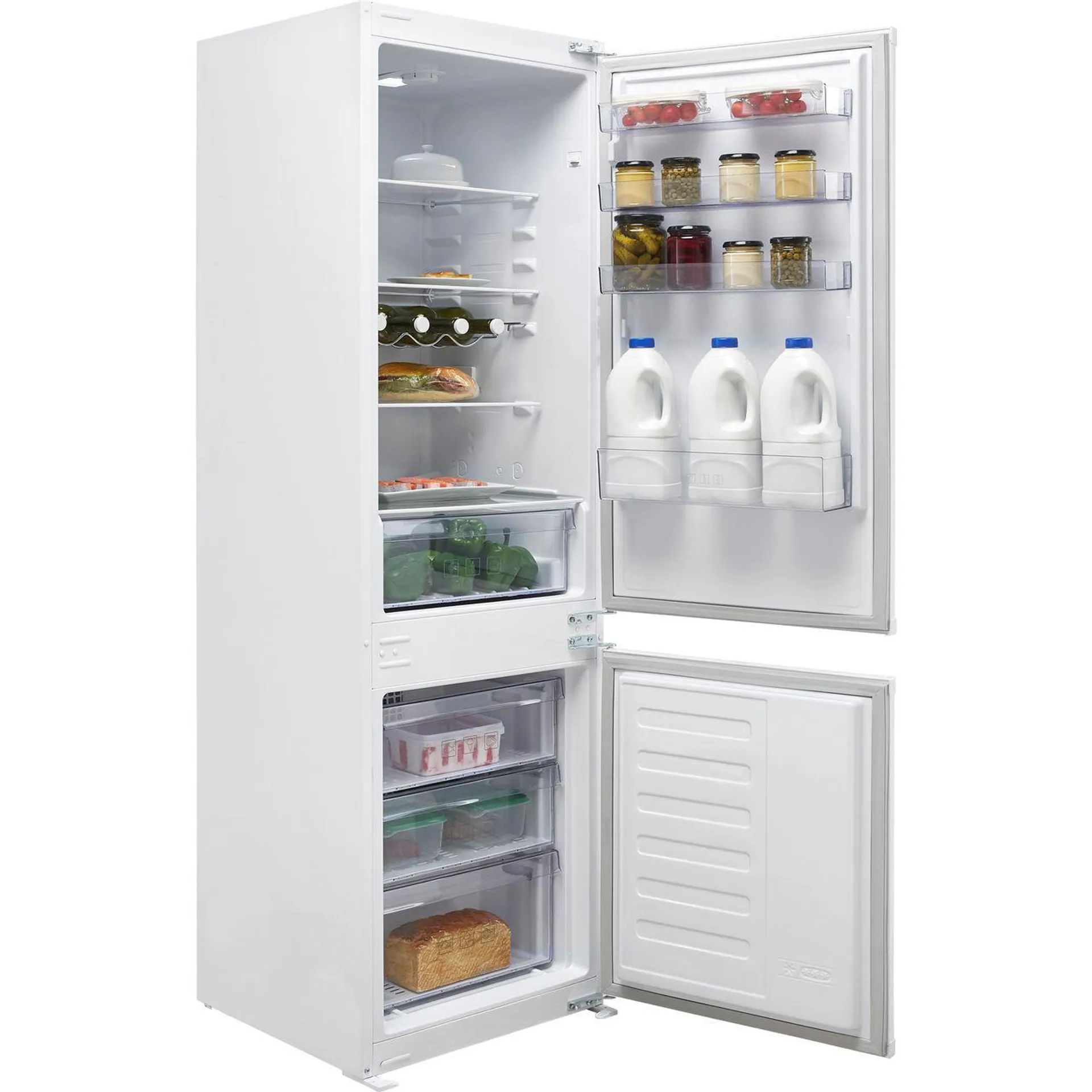 Beko BCFD373 Integrated 70/30 Frost Free Fridge Freezer with Sliding Door Fixing Kit - White - F Rated