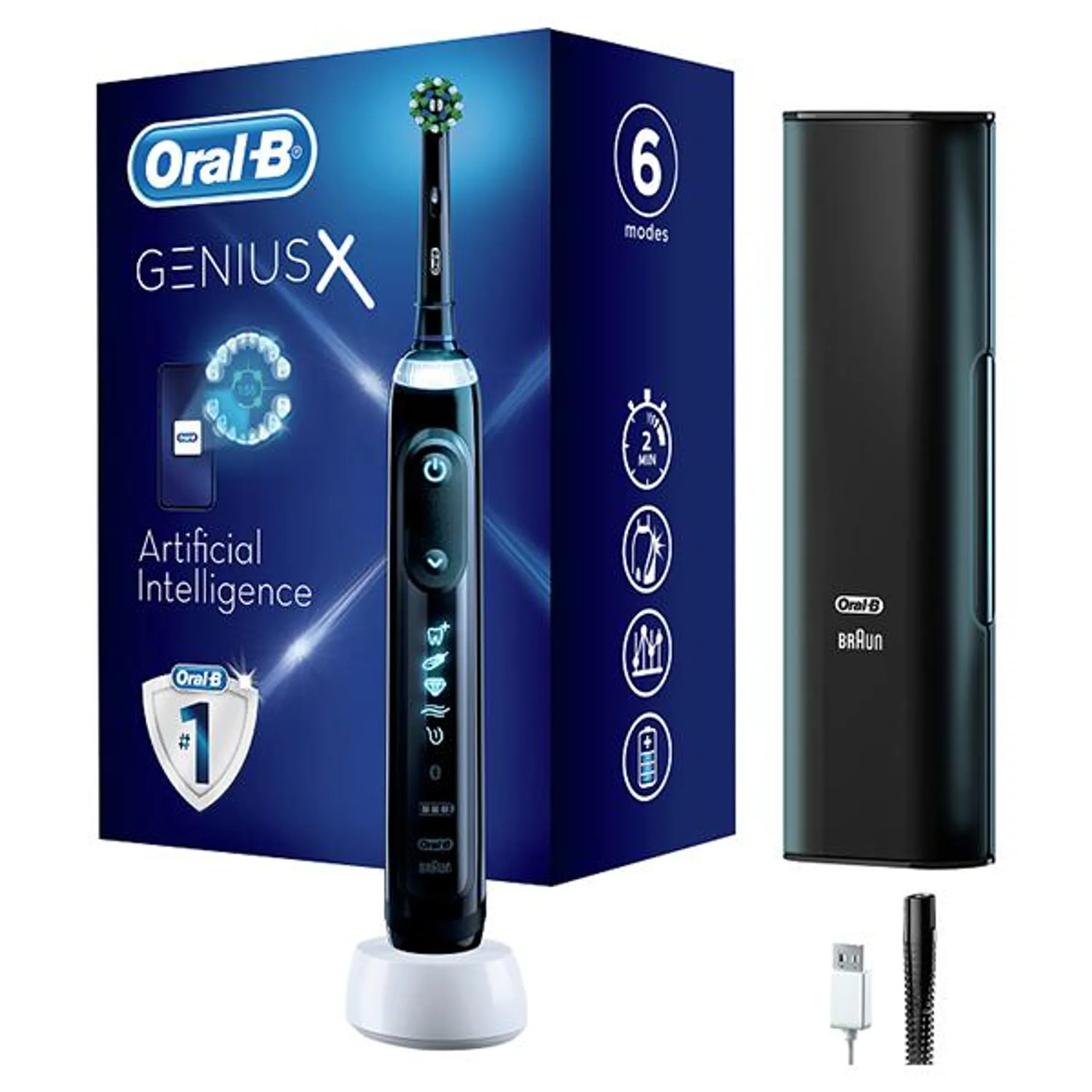 Oral-B Genius X Black Electric Rechargeable Toothbrush with Travel Case