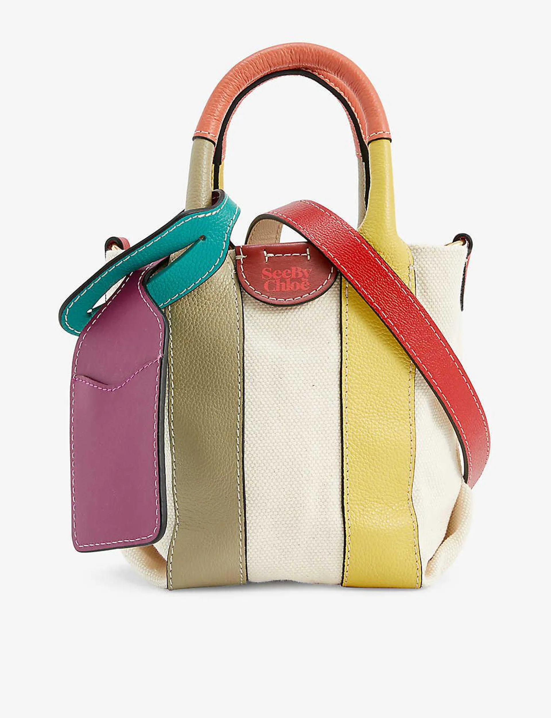 SEE BY CHLOE Laetizia mini contrast-trim linen tote bag