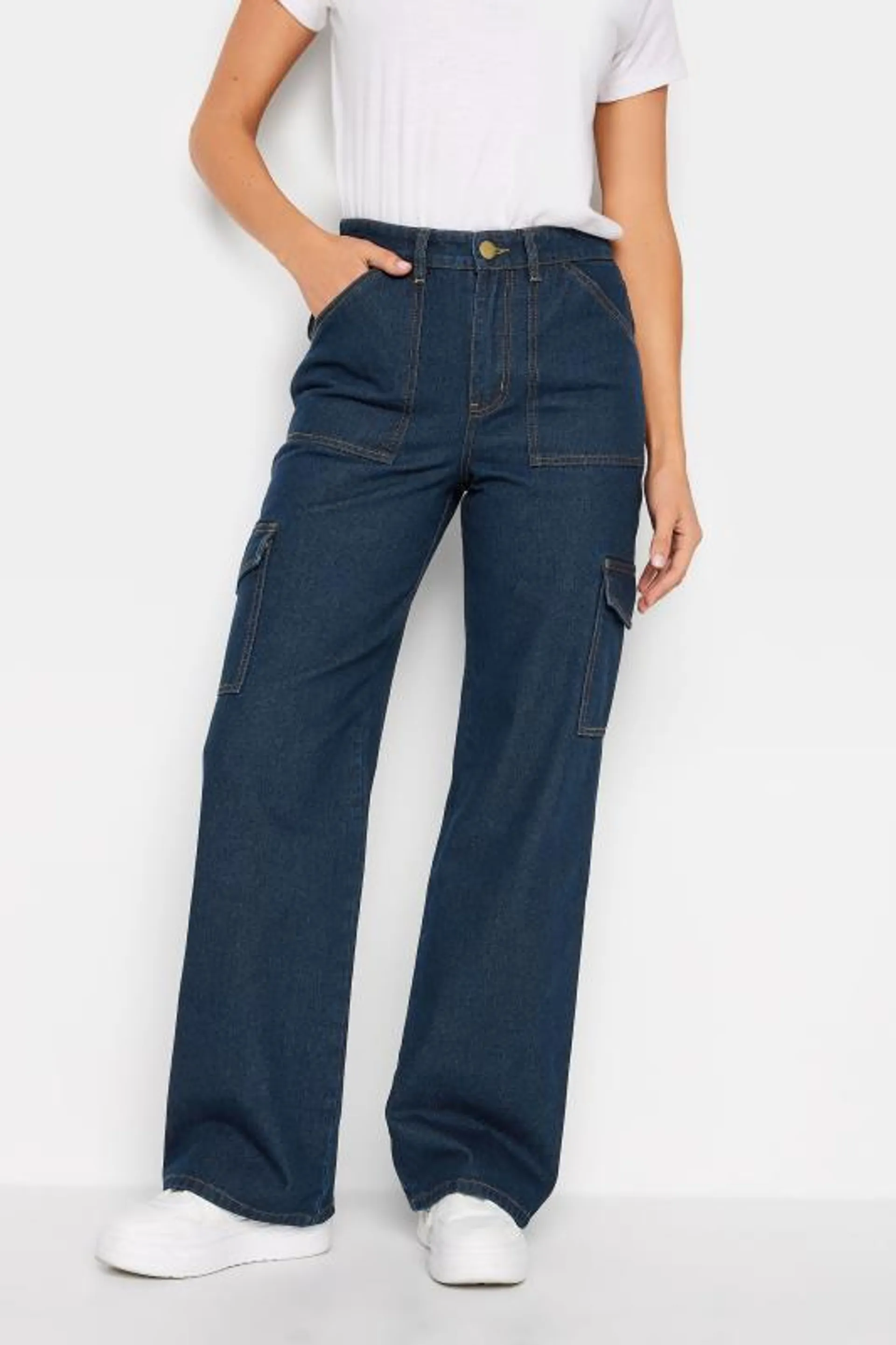 LTS Tall Dark Blue Wide Leg Cargo Jeans