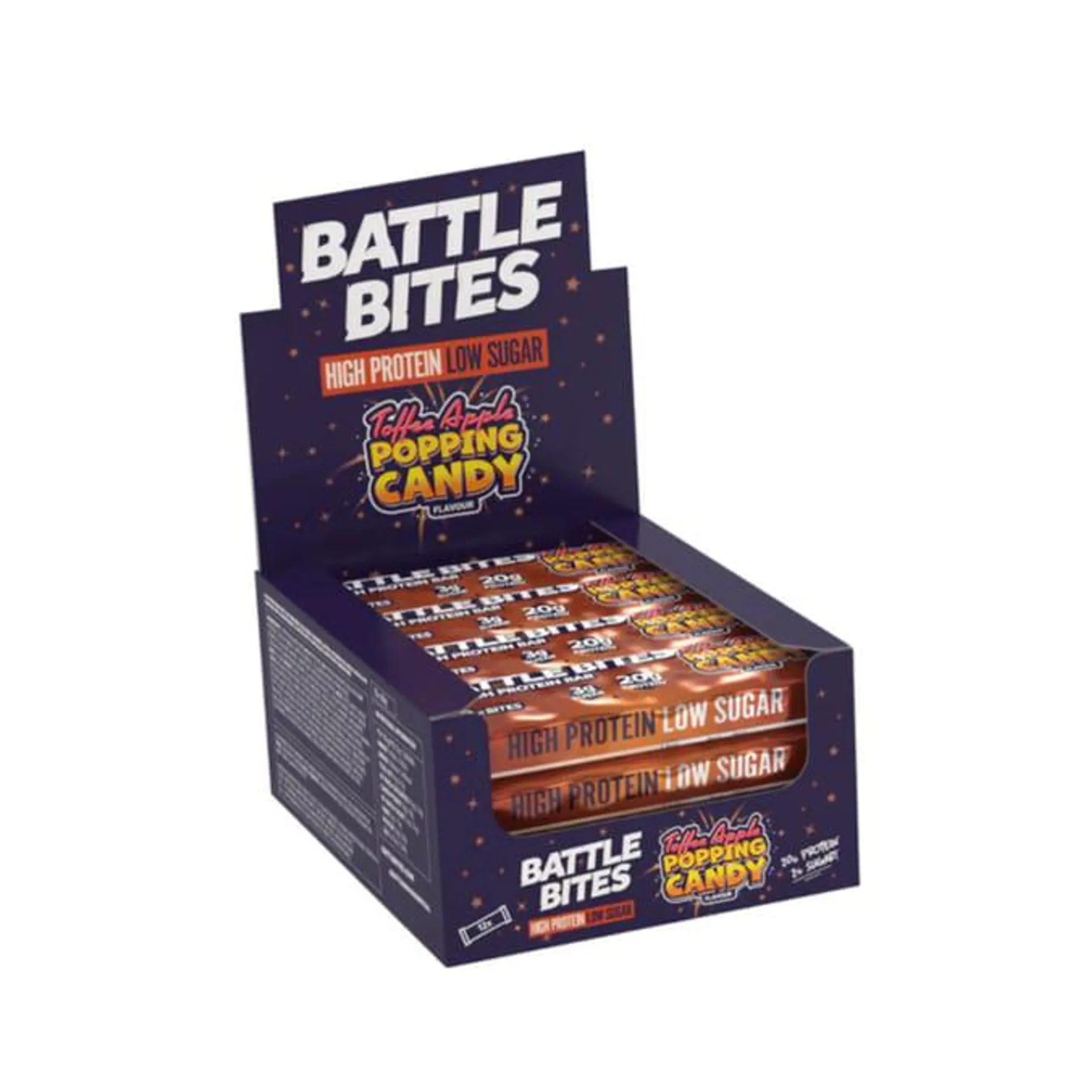 Battle Bites Protein Bar 12 Pack - Toffee Apple Popping Candy