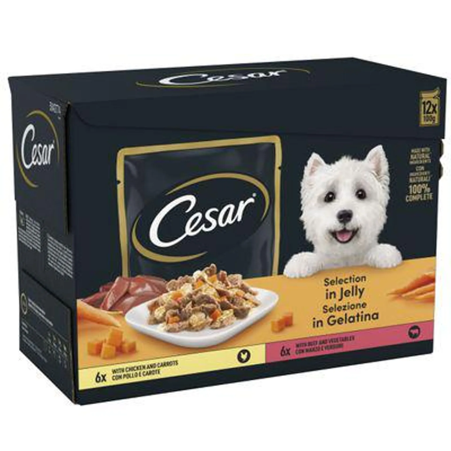 24/48 x 100g Cesar Adult/Senior Wet Dog Food Pouches - 15% Off! *