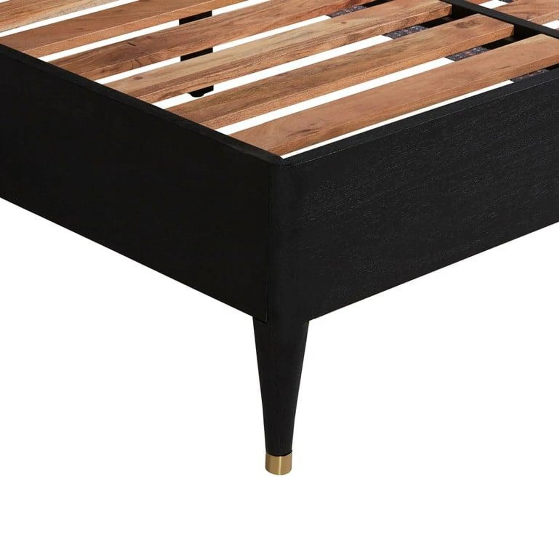 Black Wood Rattan King Bed Frame