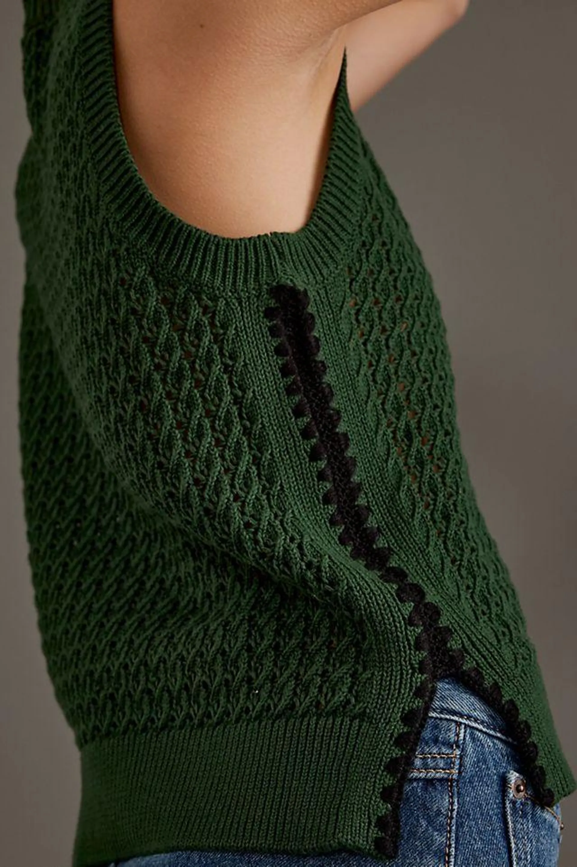 Varley Delaney Crew Neck Open-Stitch Knit Vest