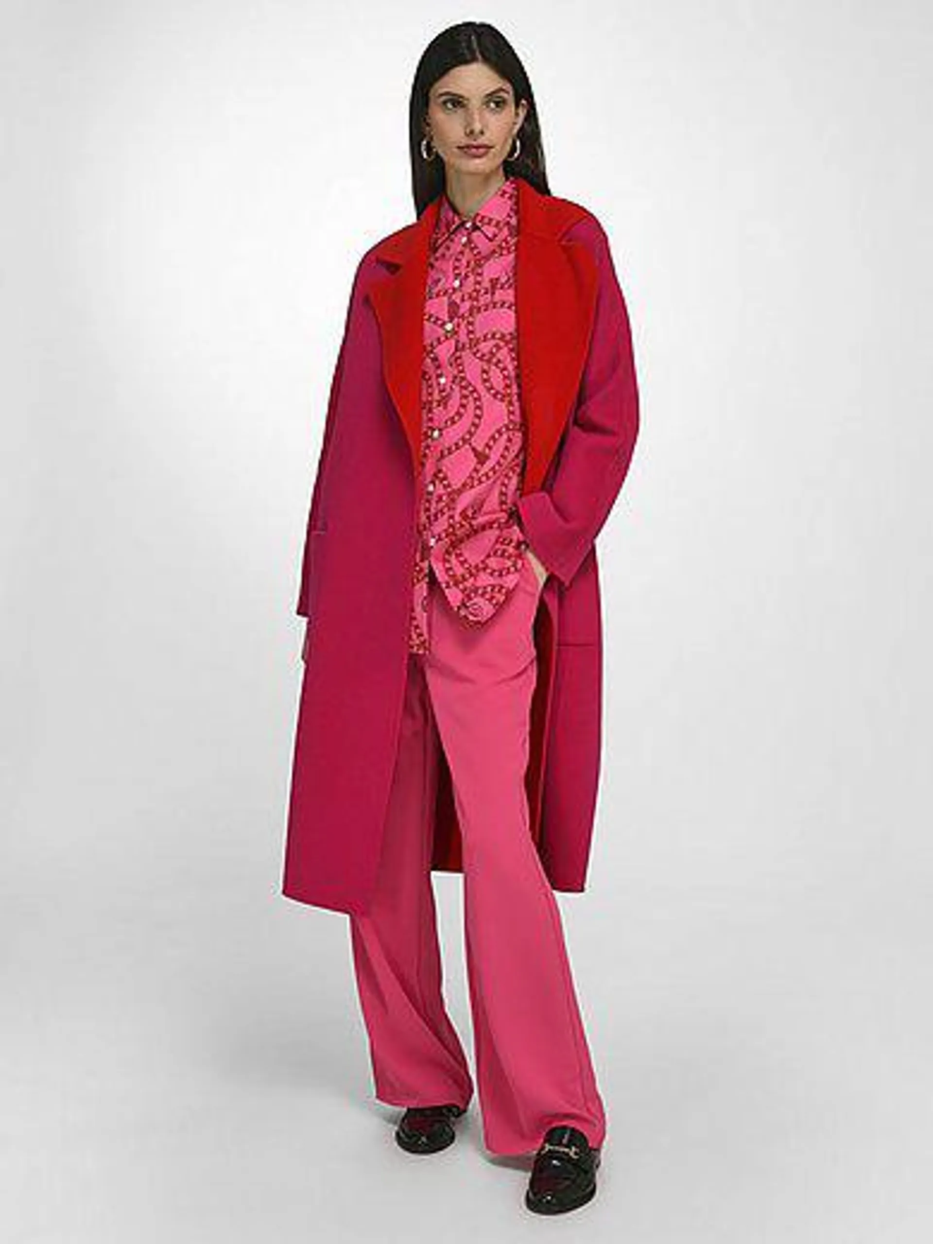 Reversible coat in wool and cashmere mix