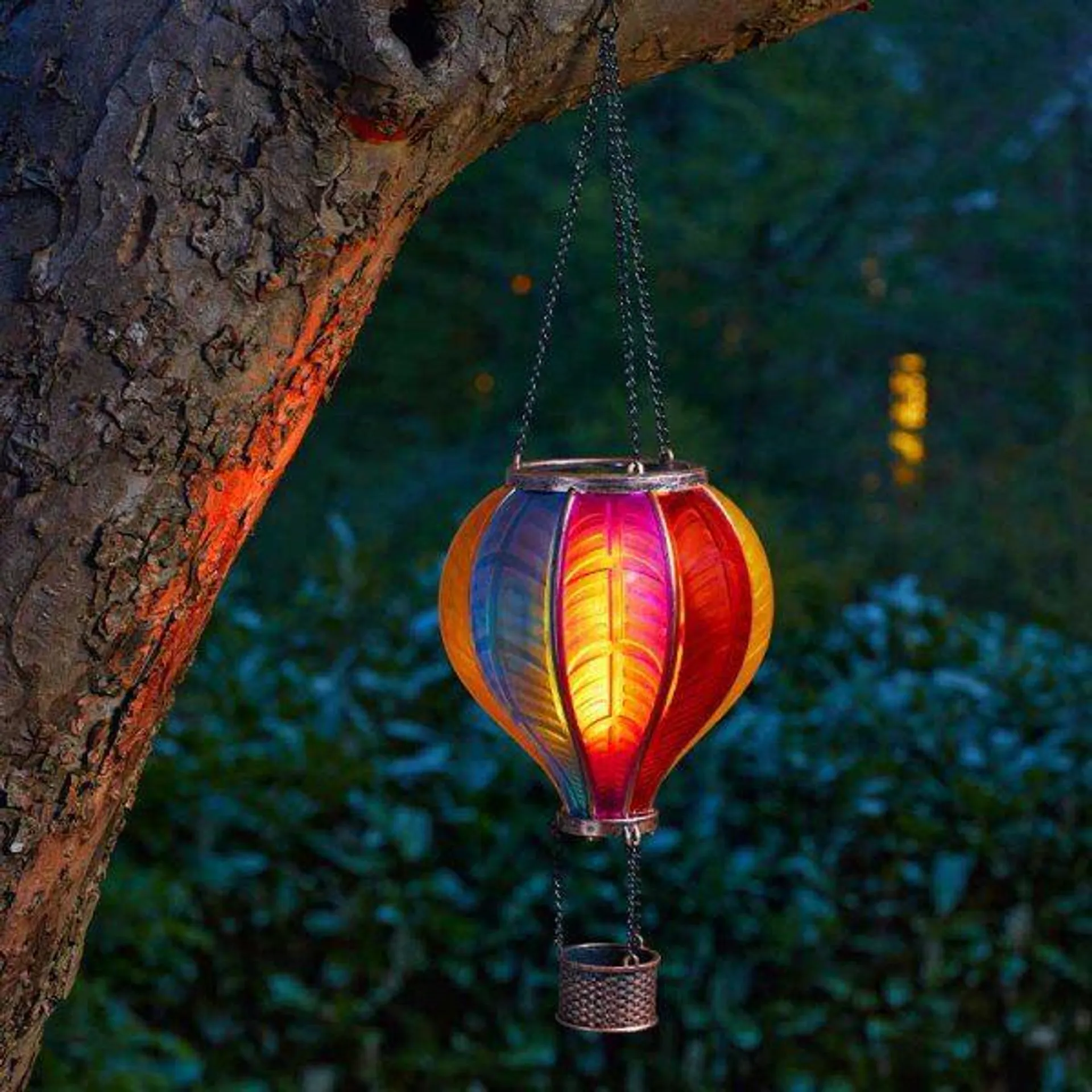 Flaming Rainbow Balloon Solar Garden Lantern