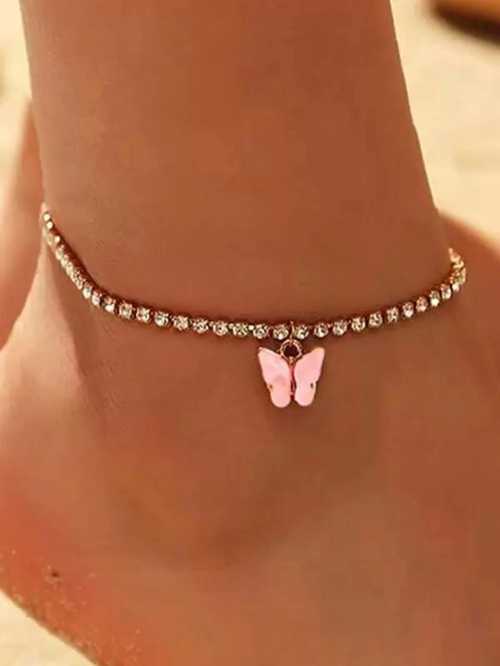 Anklet Rhinestone Butterfly Bikinis Vacation Ankle Bracelet