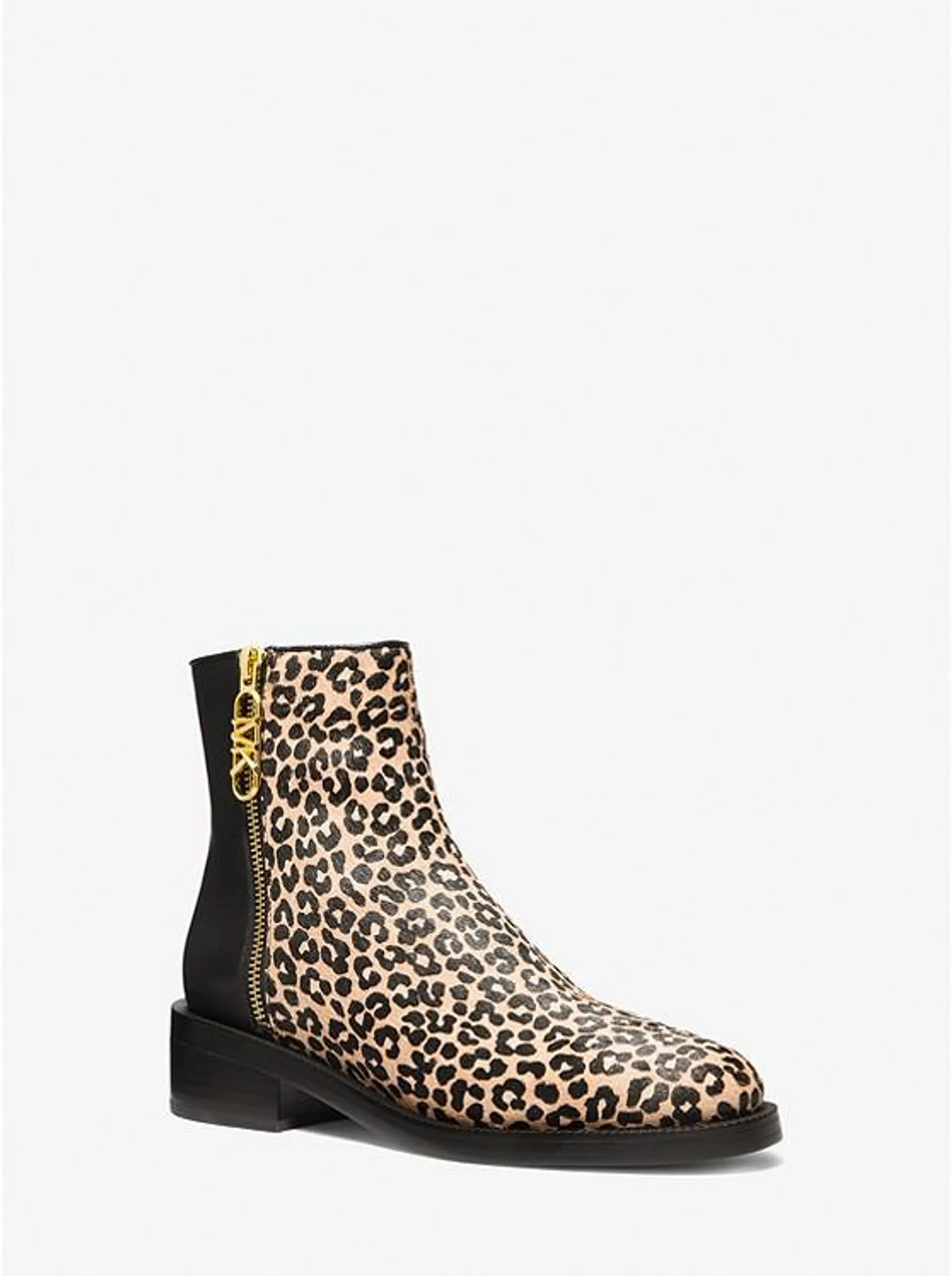 Regan Leopard Print Calf Hair and Leather Ankle Boot